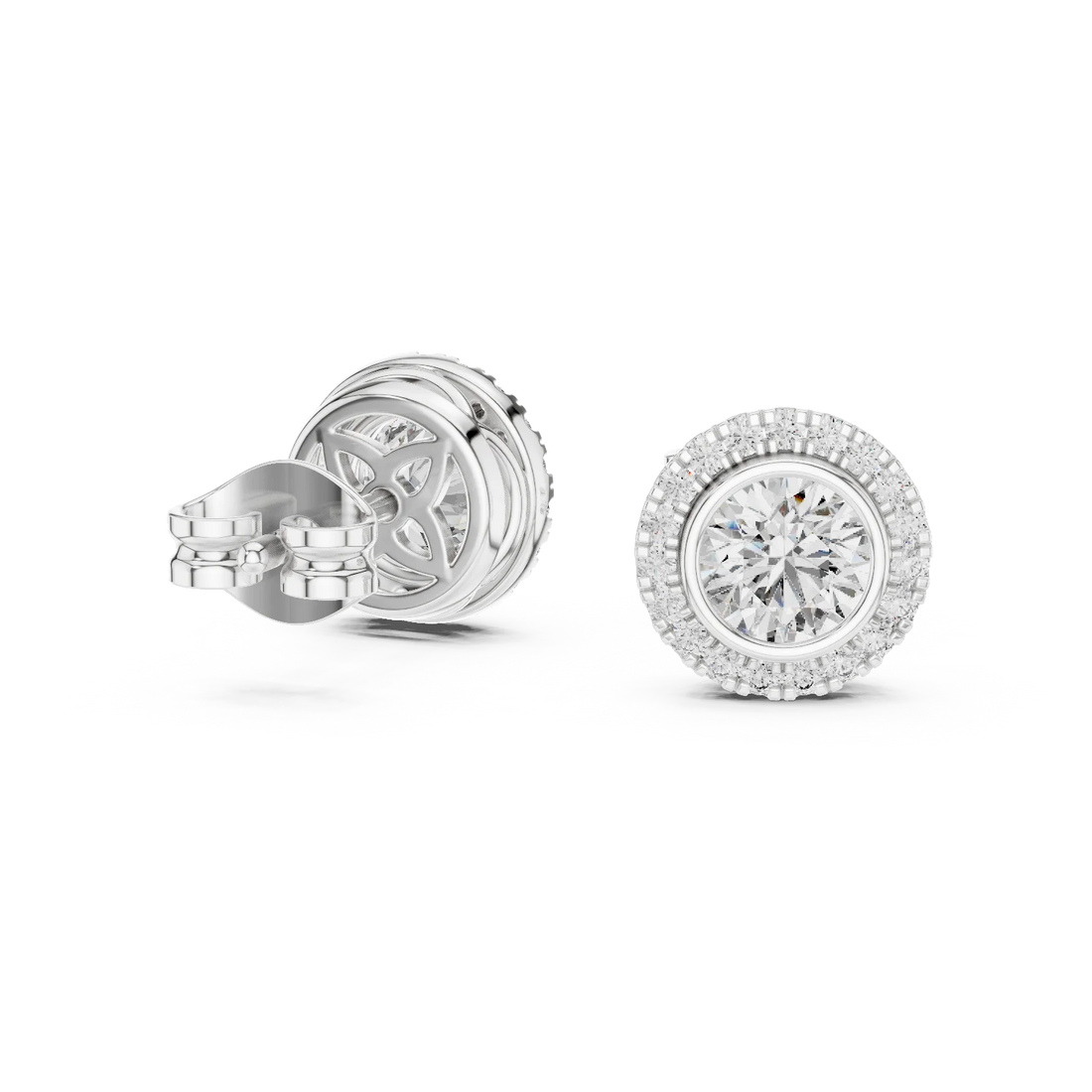 Brilliant Round Halo Diamond Stud Earrings