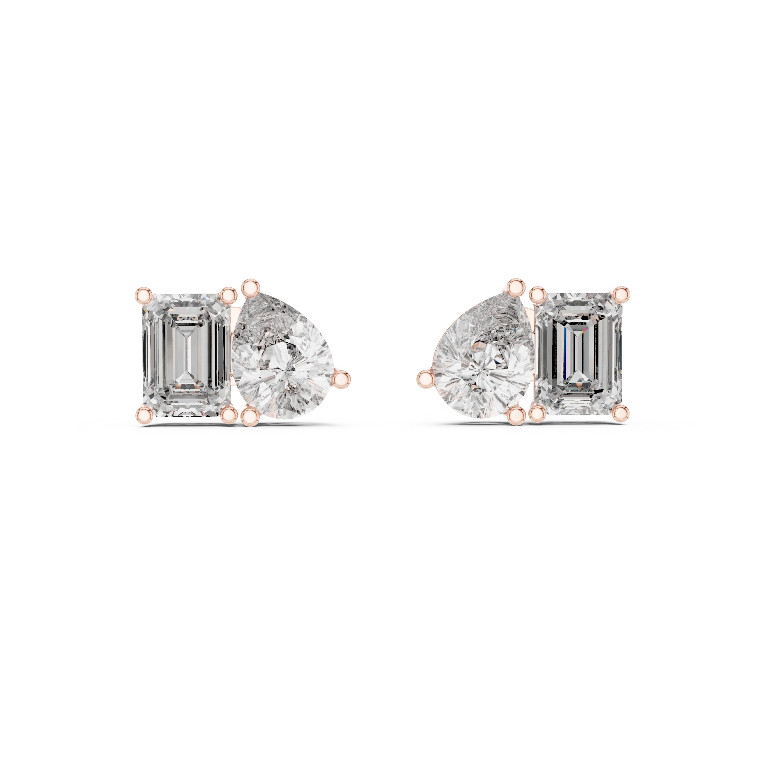 Dual Elegance Diamond Stud Earrings