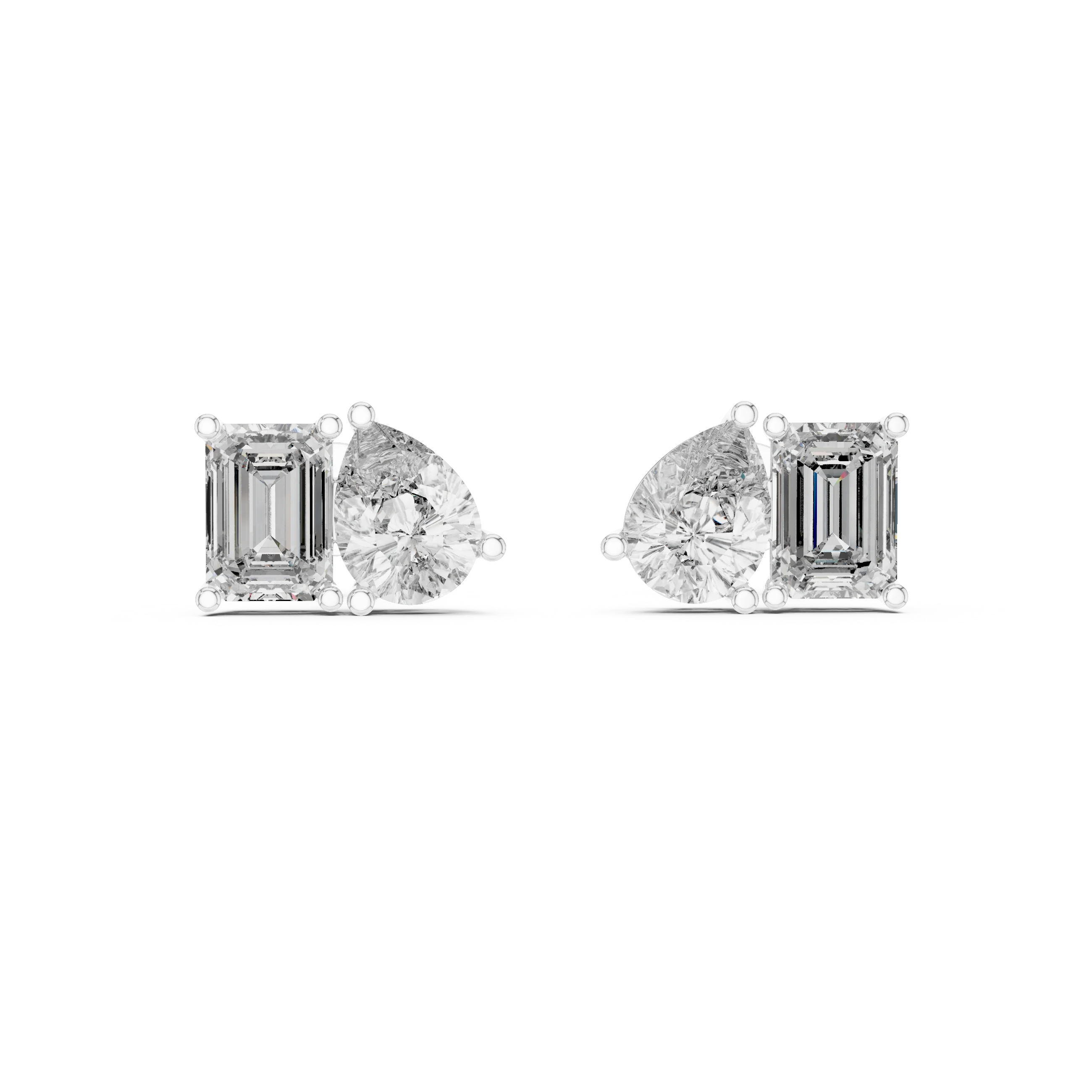 Dual Elegance Diamond Stud Earrings