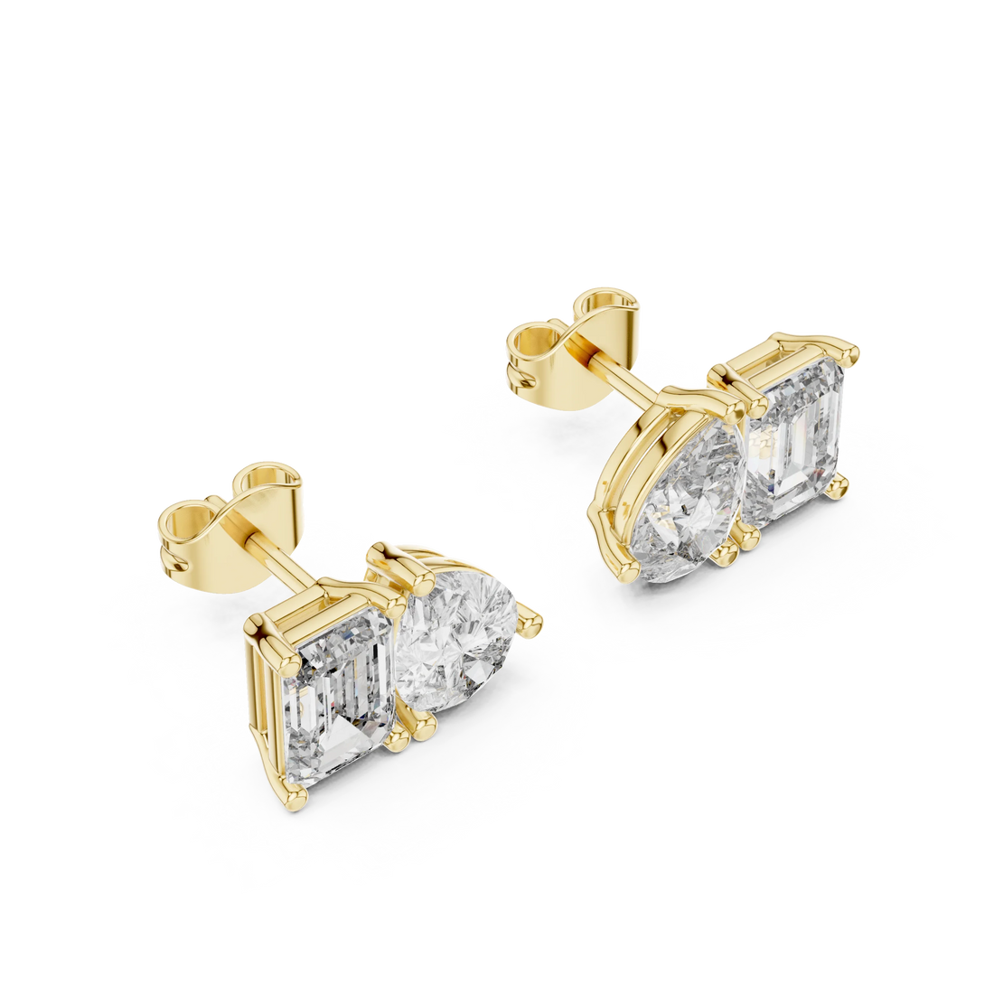 Dual Elegance Diamond Stud Earrings