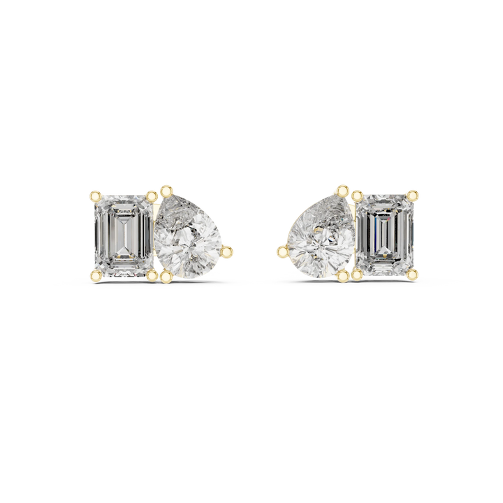 Dual Elegance Diamond Stud Earrings