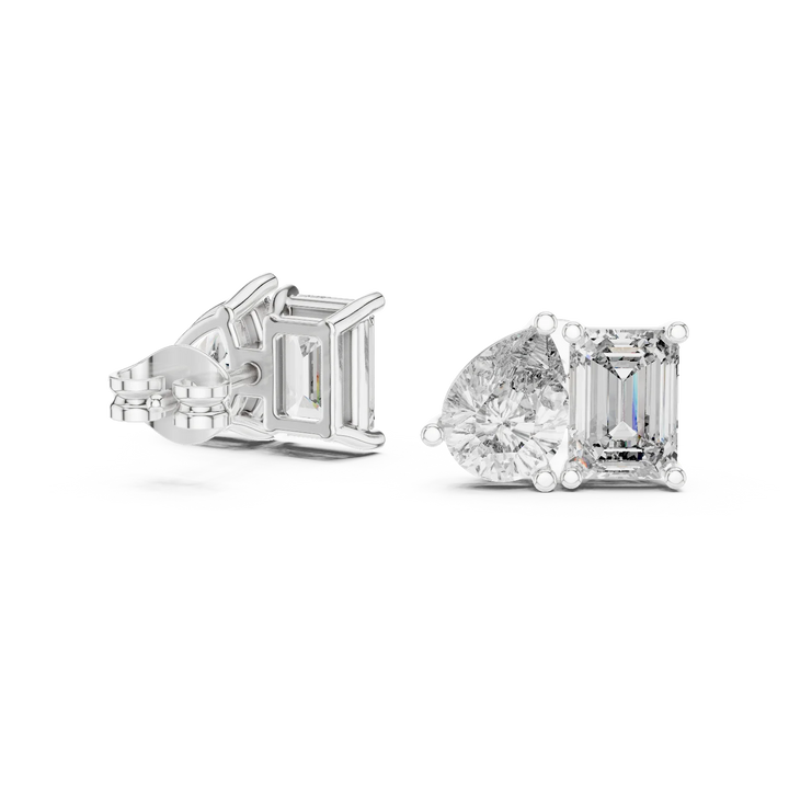 Dual Elegance Diamond Stud Earrings