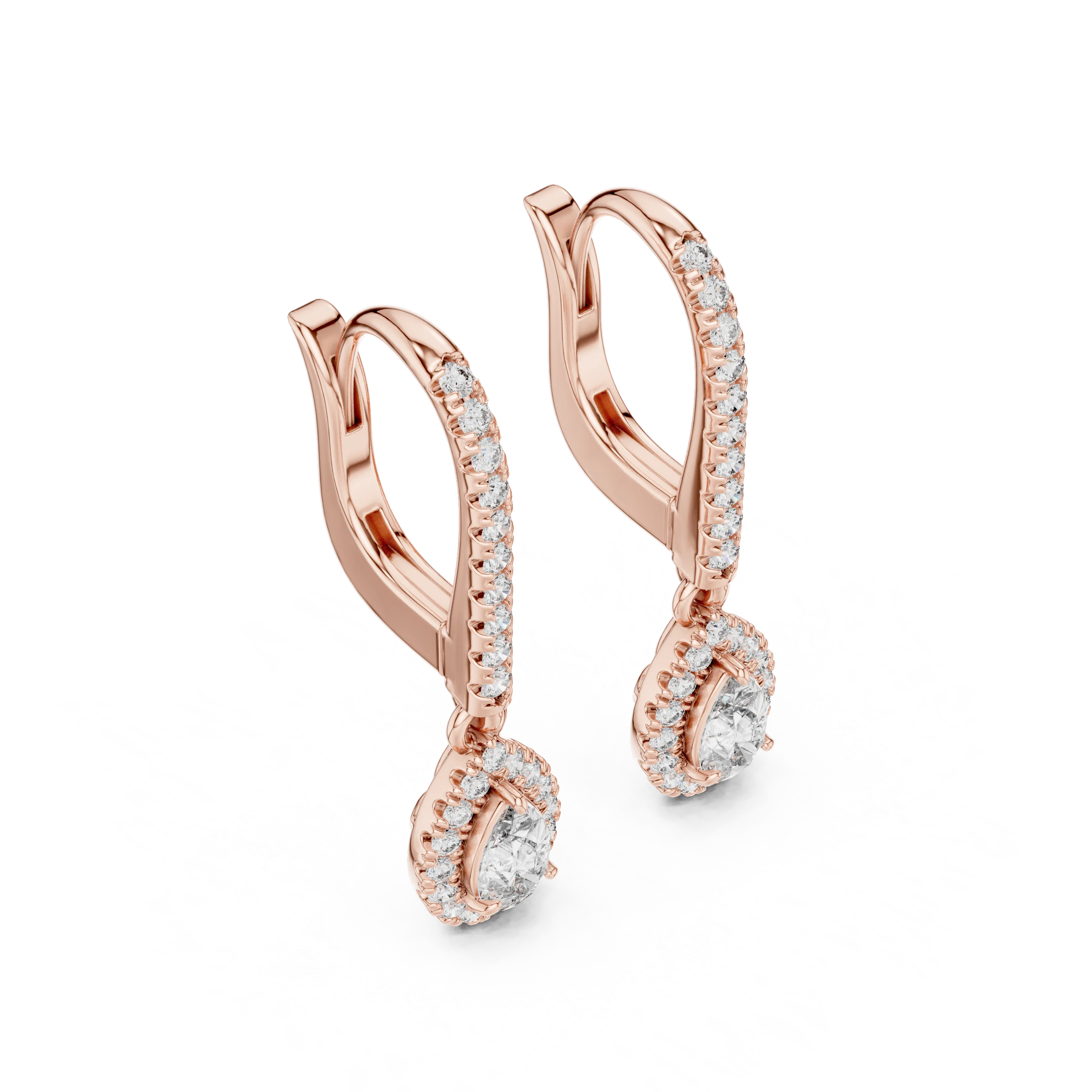 Teardrop Halo Diamond Drop Earrings
