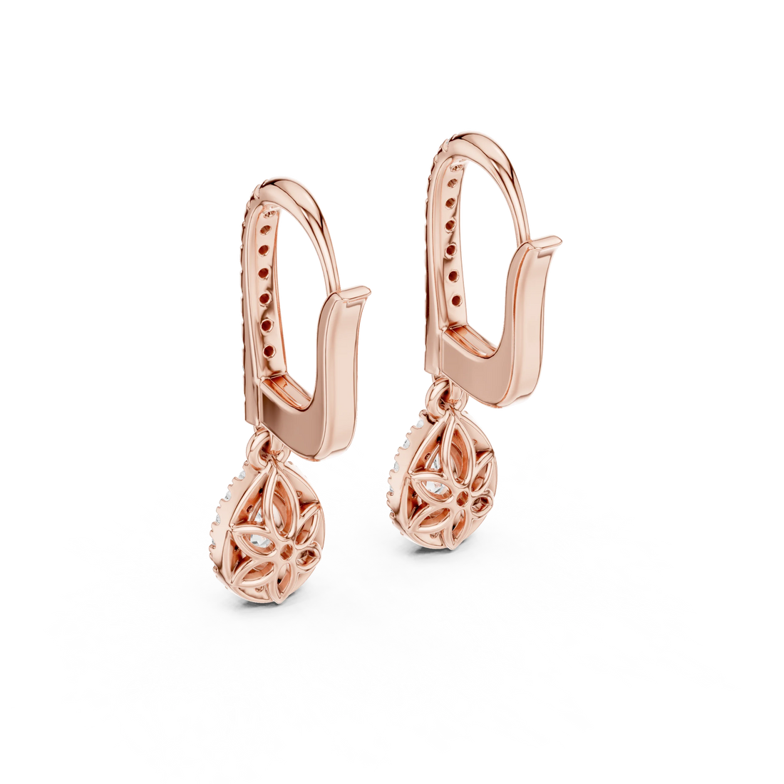 Teardrop Halo Diamond Drop Earrings