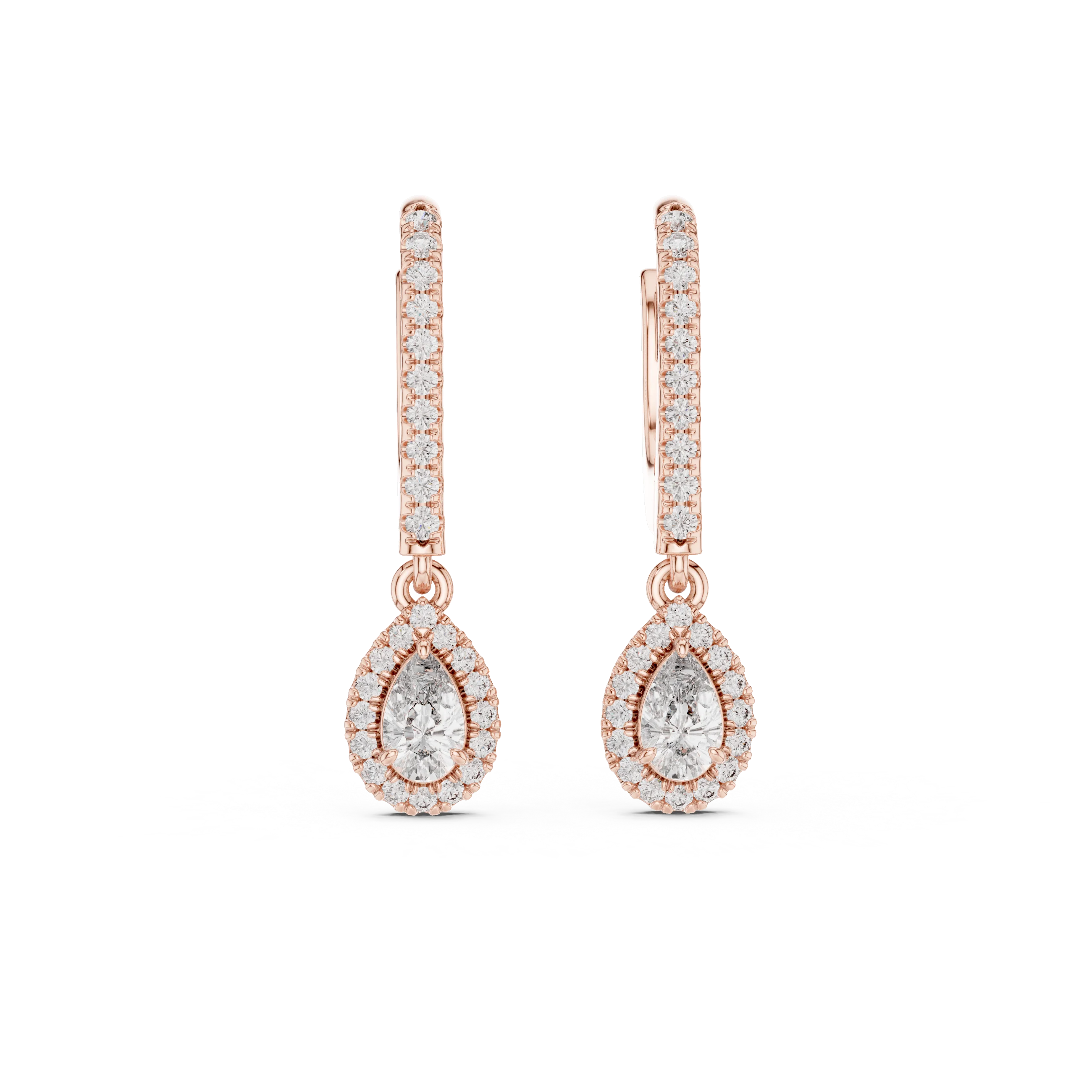 Teardrop Halo Diamond Drop Earrings