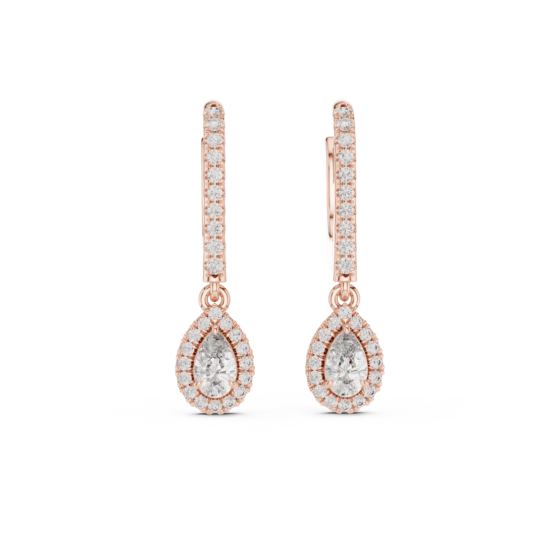 Teardrop Halo Diamond Drop Earrings