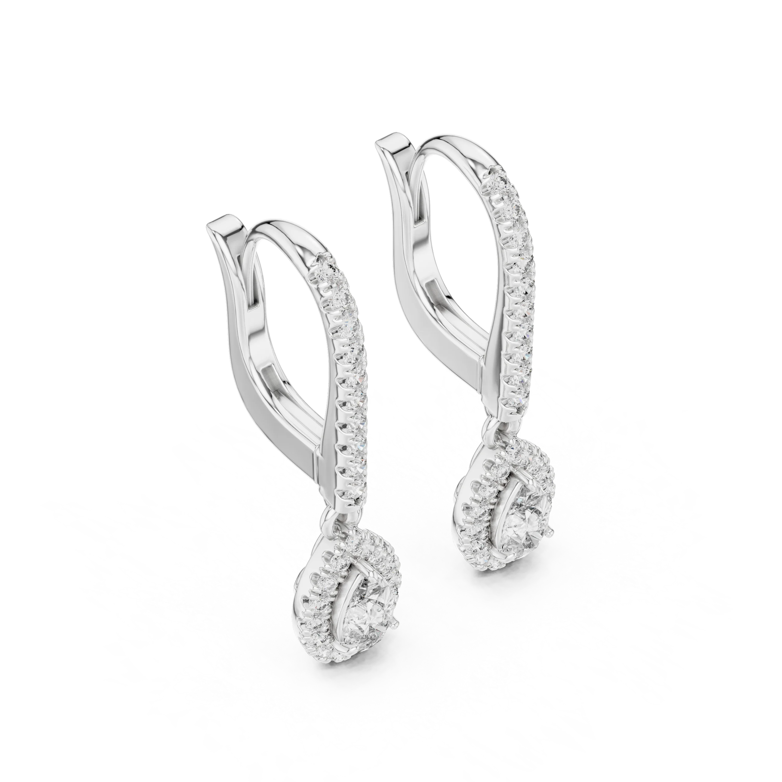 Teardrop Halo Diamond Drop Earrings