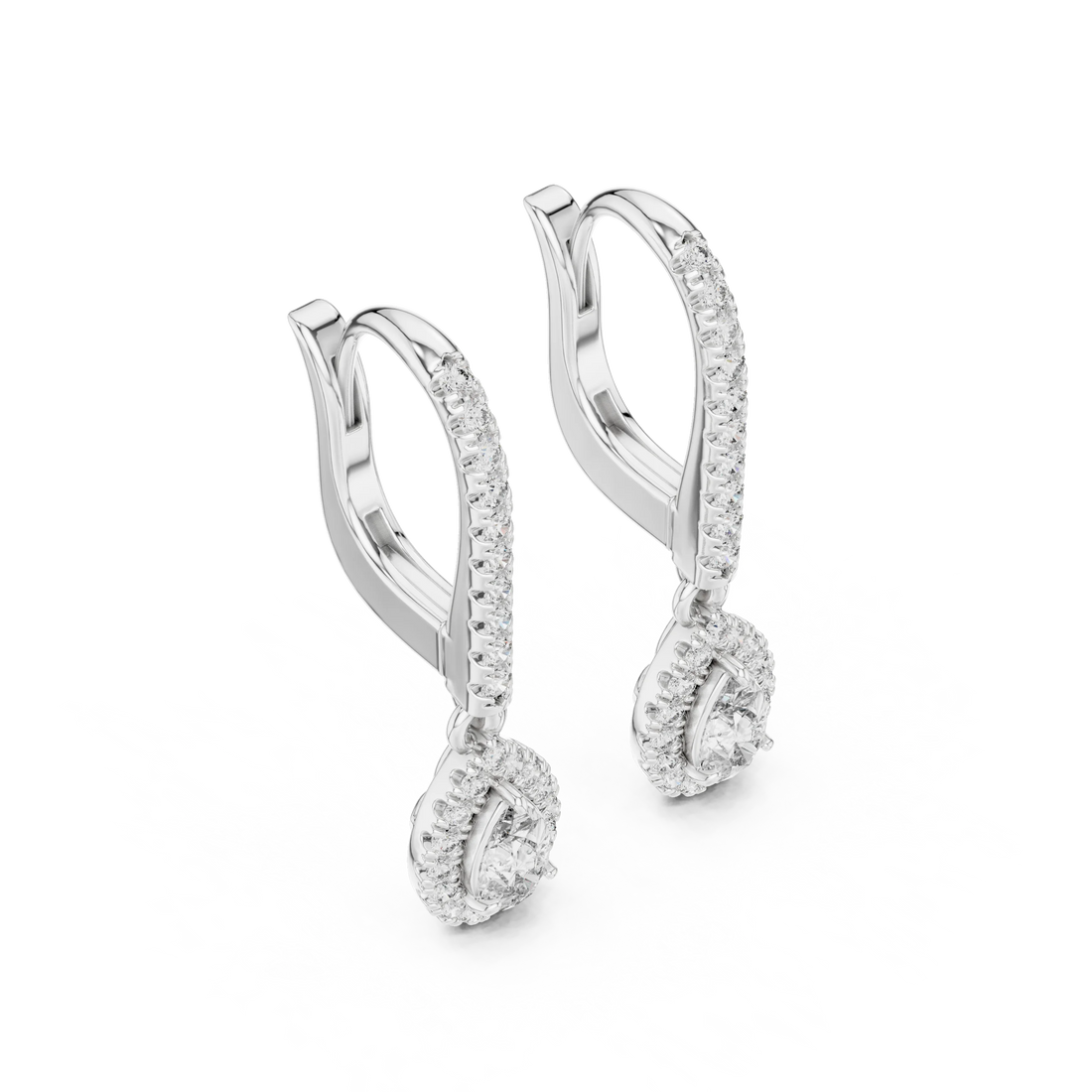 Teardrop Halo Diamond Drop Earrings