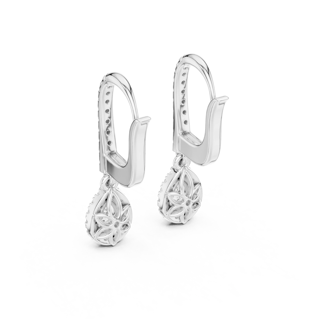 Teardrop Halo Diamond Drop Earrings