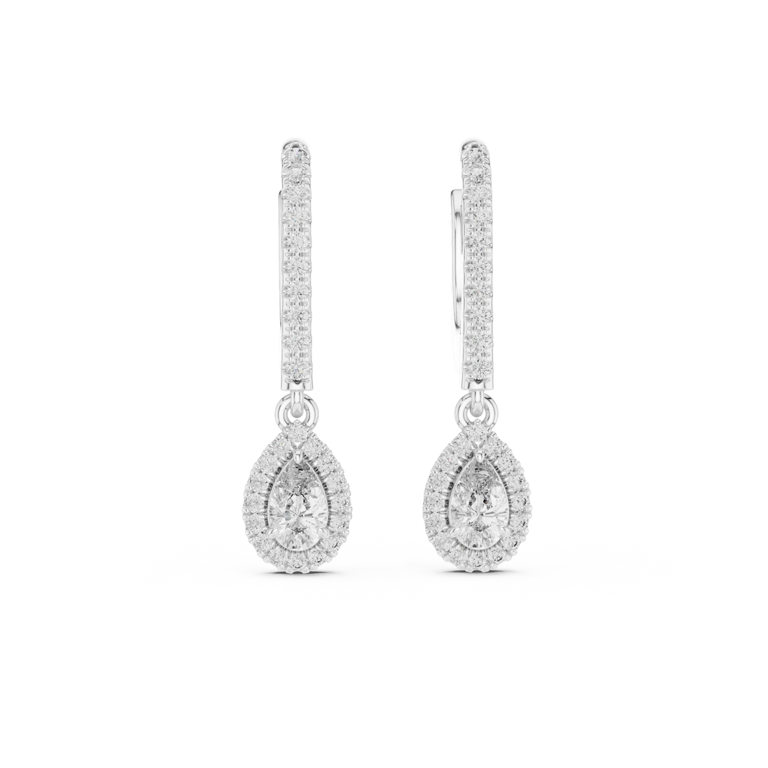 Teardrop Halo Diamond Drop Earrings