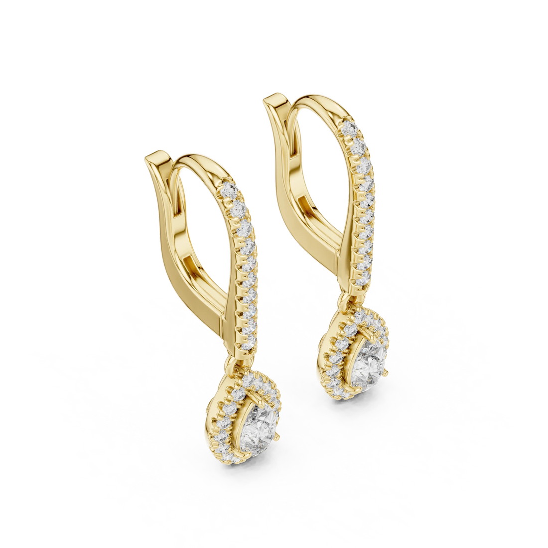 Teardrop Halo Diamond Drop Earrings