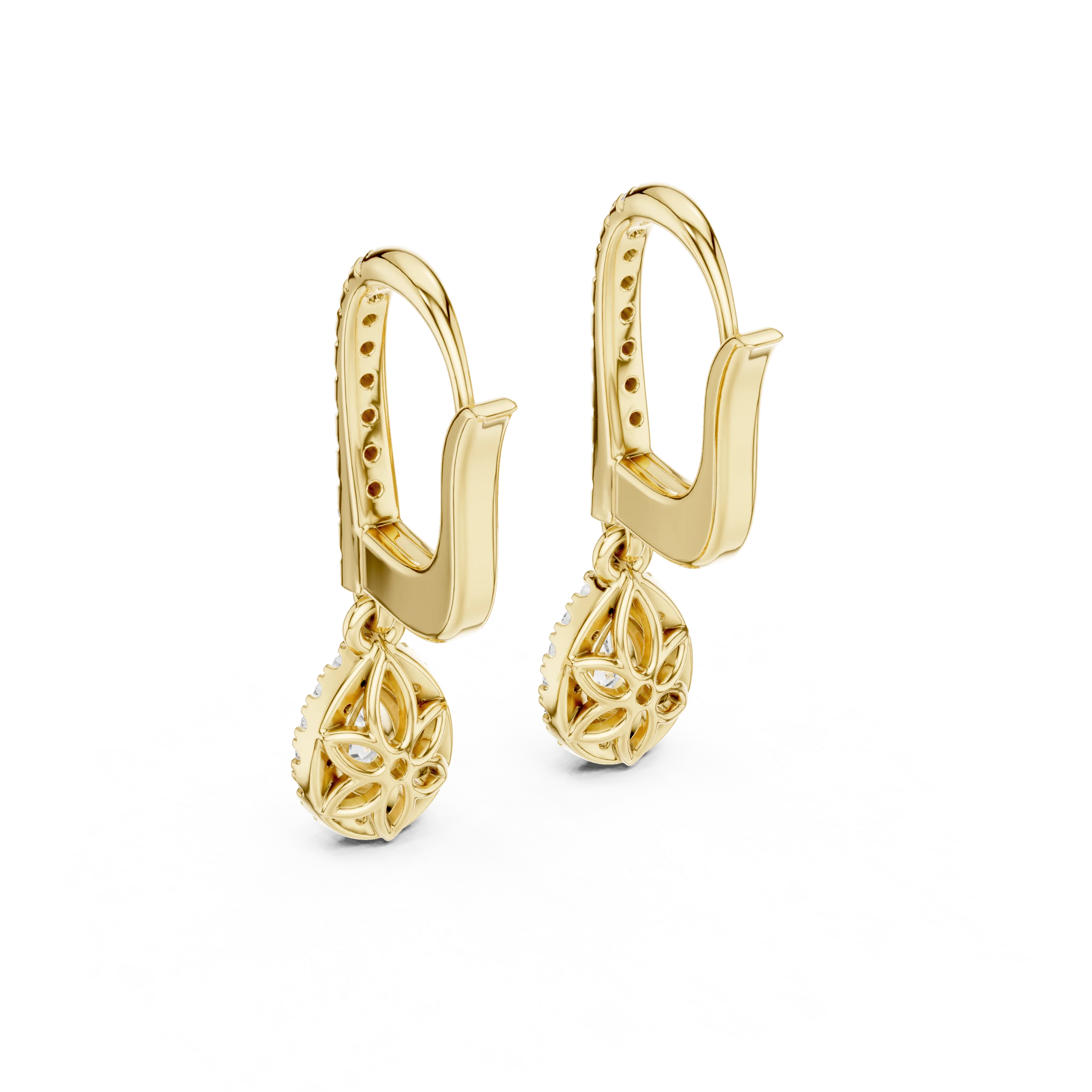 Teardrop Halo Diamond Drop Earrings