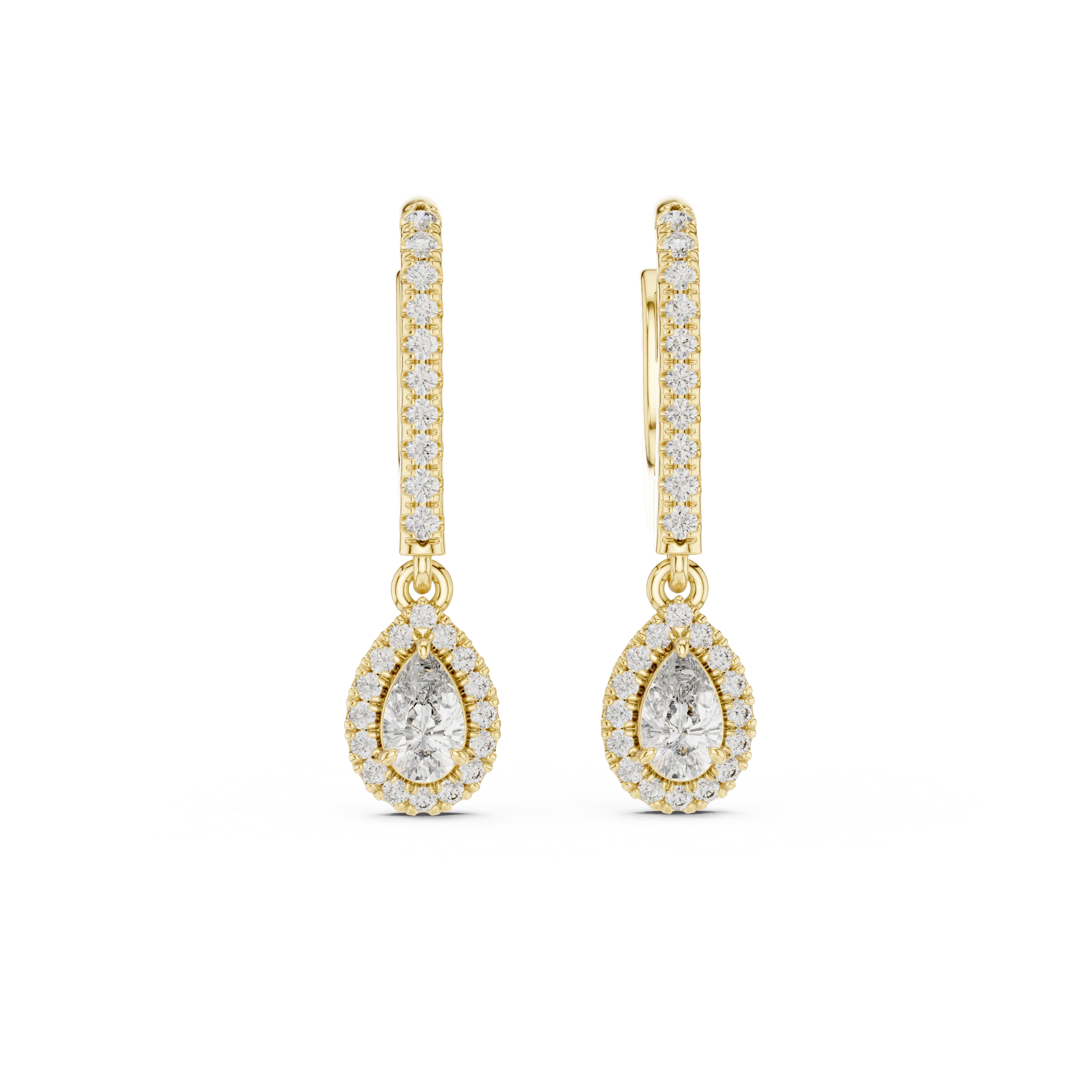 Teardrop Halo Diamond Drop Earrings