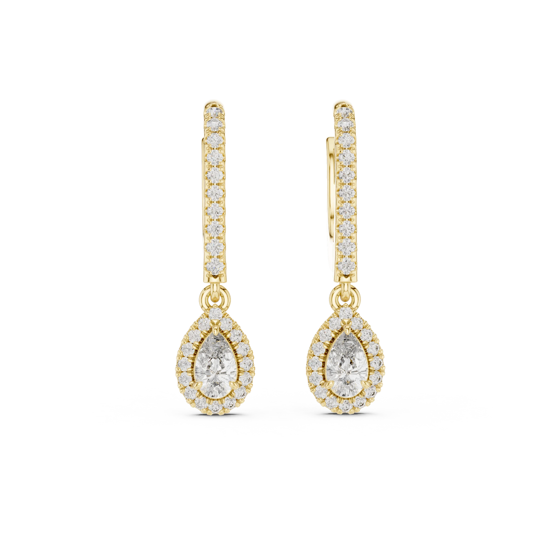 Teardrop Halo Diamond Drop Earrings