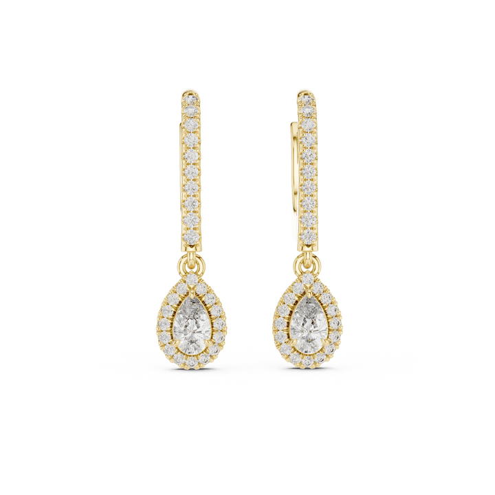 Teardrop Halo Diamond Drop Earrings