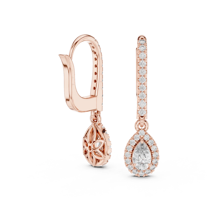 Teardrop Halo Diamond Drop Earrings