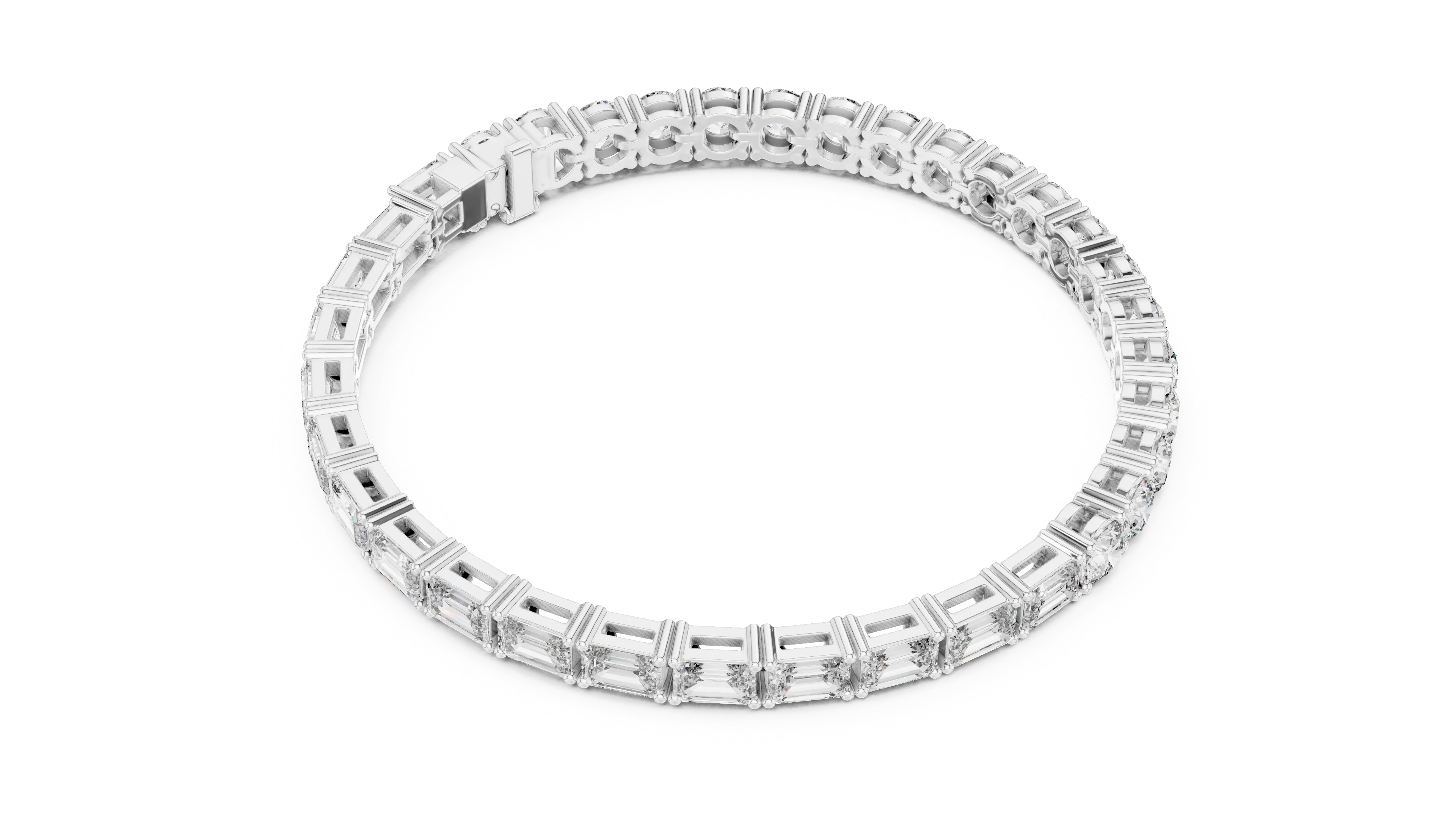 Mixed Cut Diamond Tennis Bracelet
