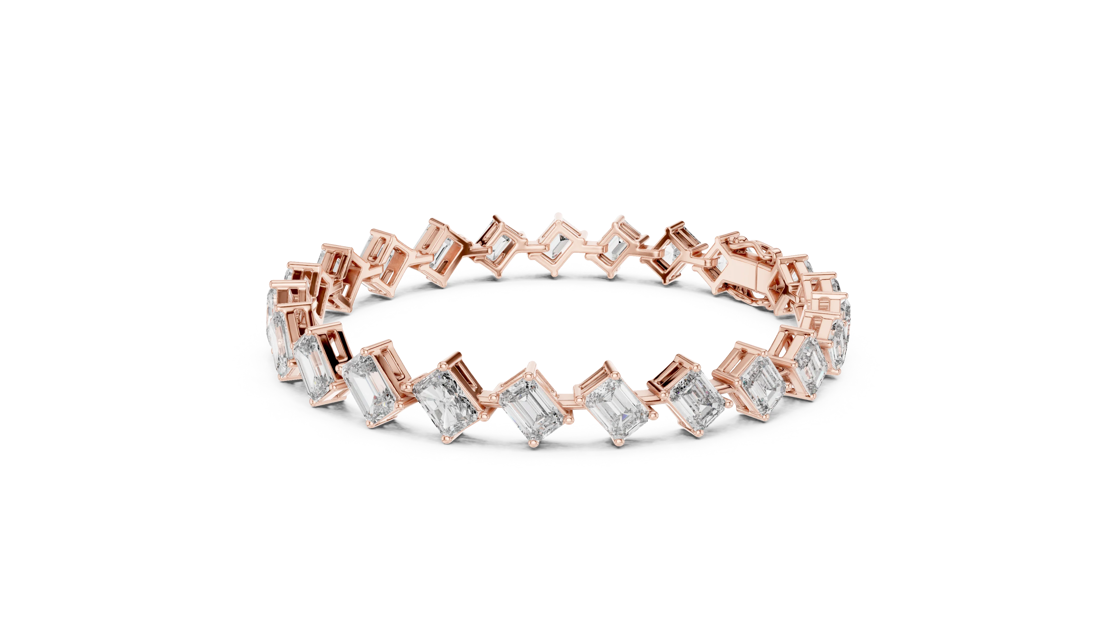 Emerald Cut Diamond Link Bracelet