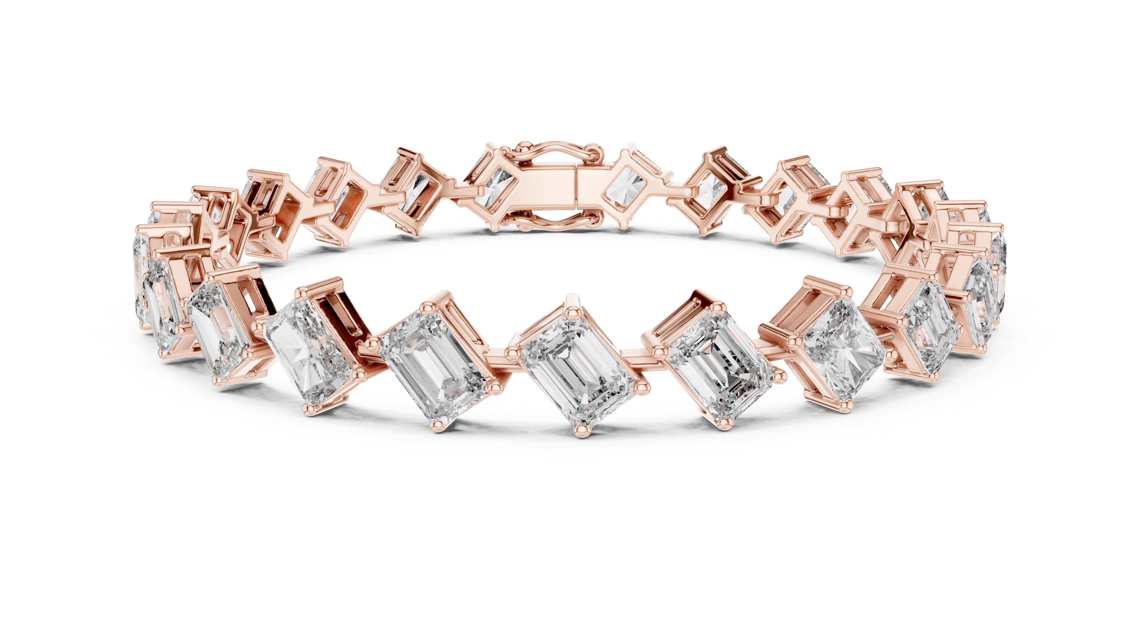 Emerald Cut Diamond Link Bracelet