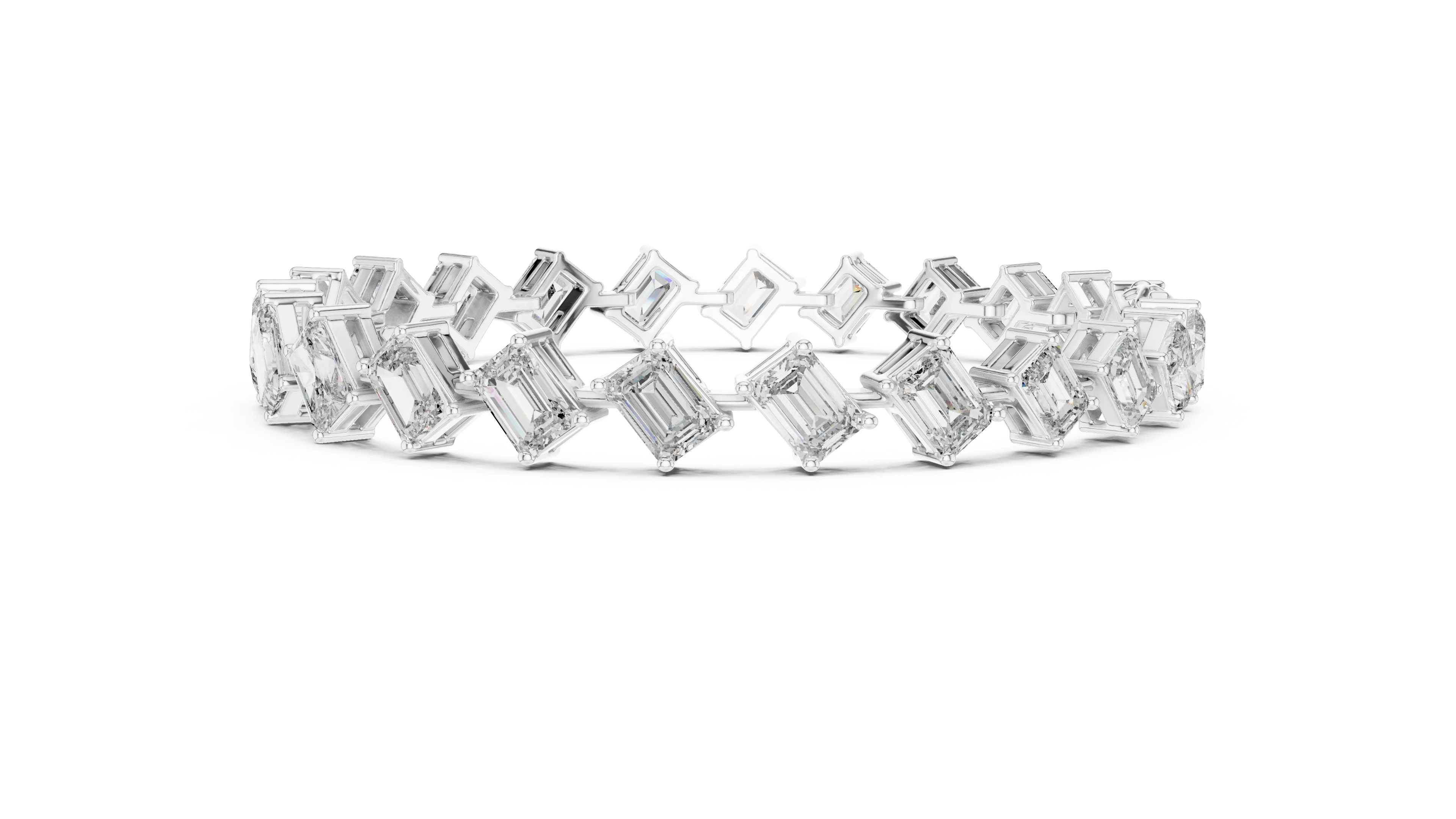 Emerald Cut Diamond Link Bracelet