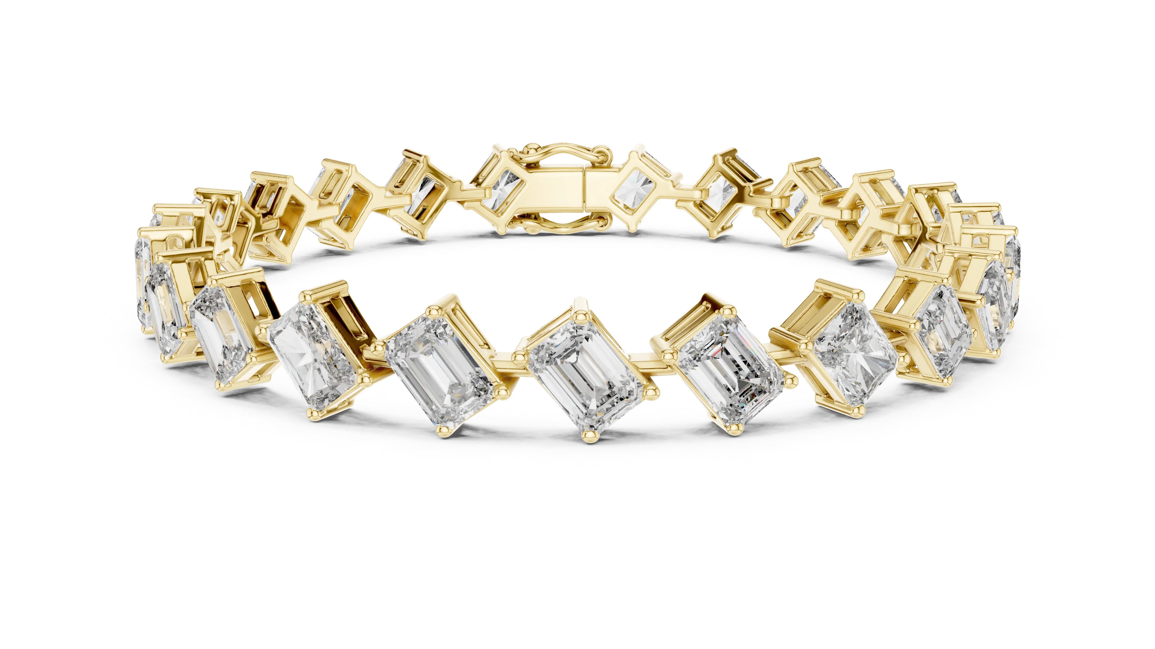 Emerald Cut Diamond Link Bracelet