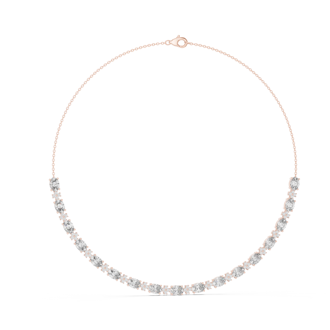Oval Diamond Tennis Necklace