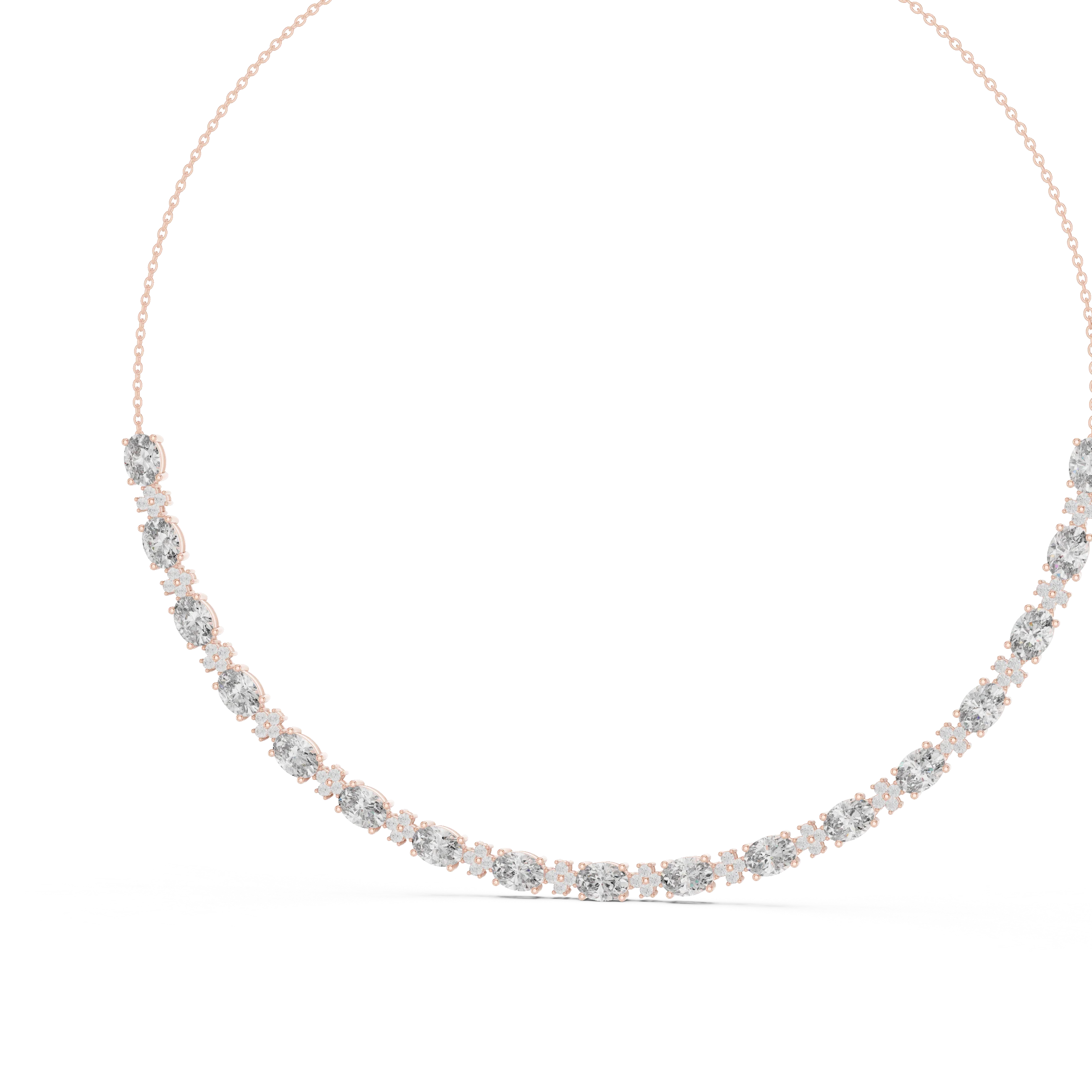 Oval Diamond Tennis Necklace