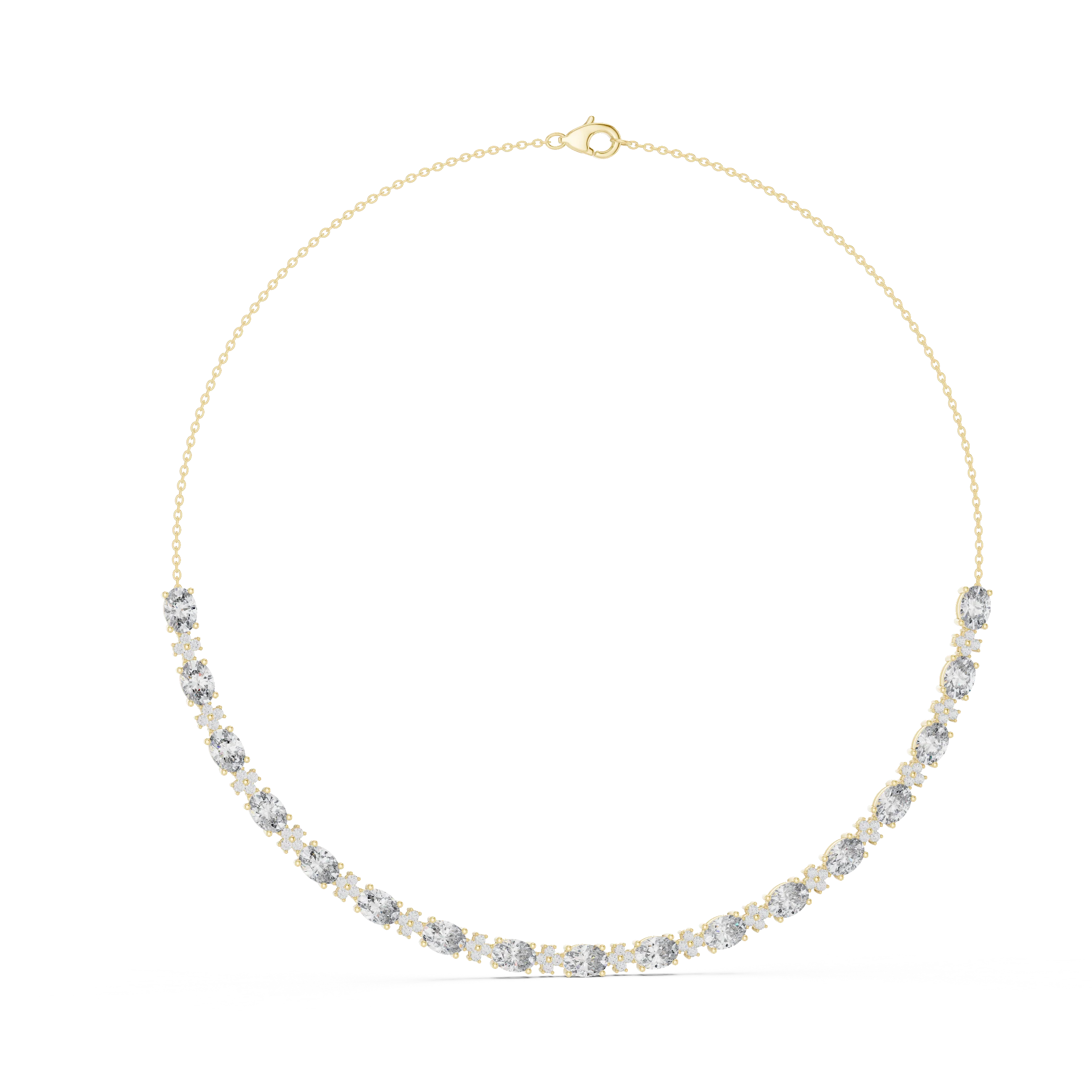 Oval Diamond Tennis Necklace