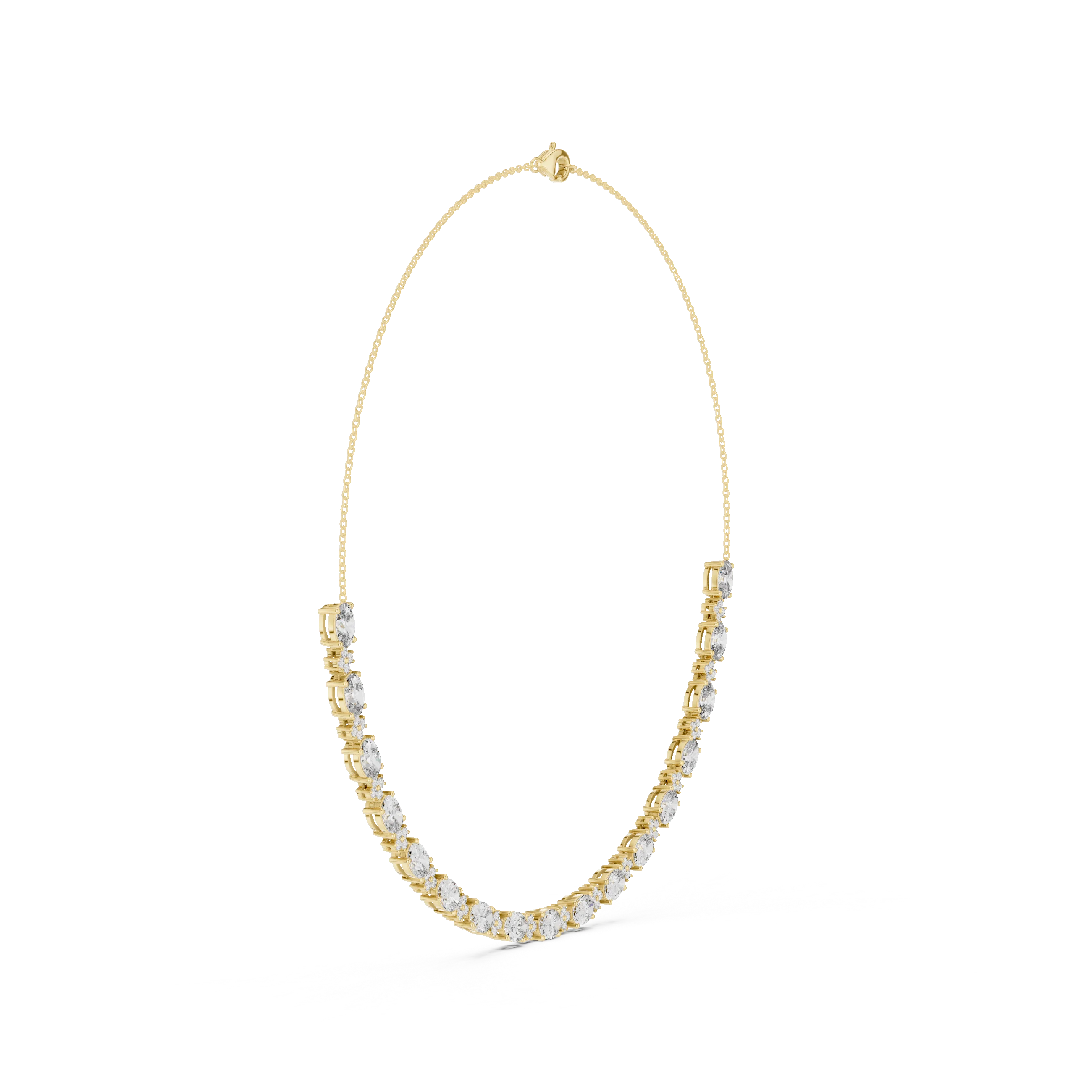 Oval Diamond Tennis Necklace