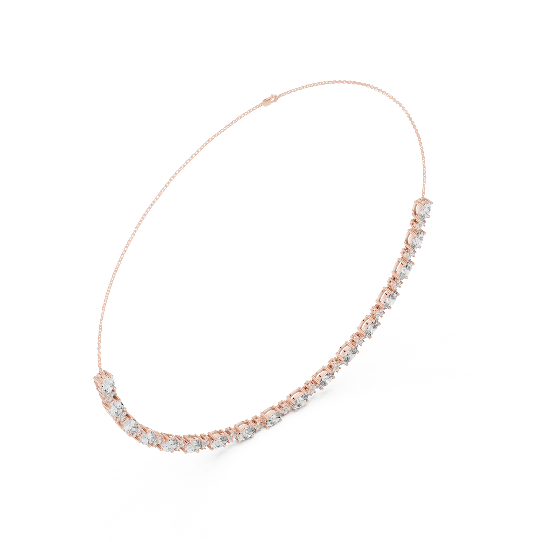 Oval Diamond Tennis Necklace