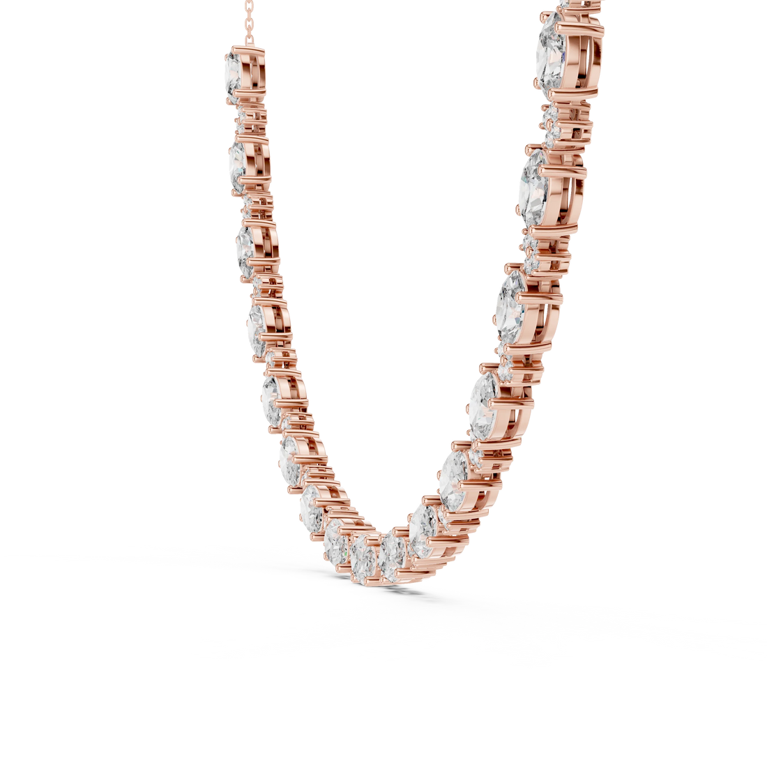 Oval Diamond Tennis Necklace