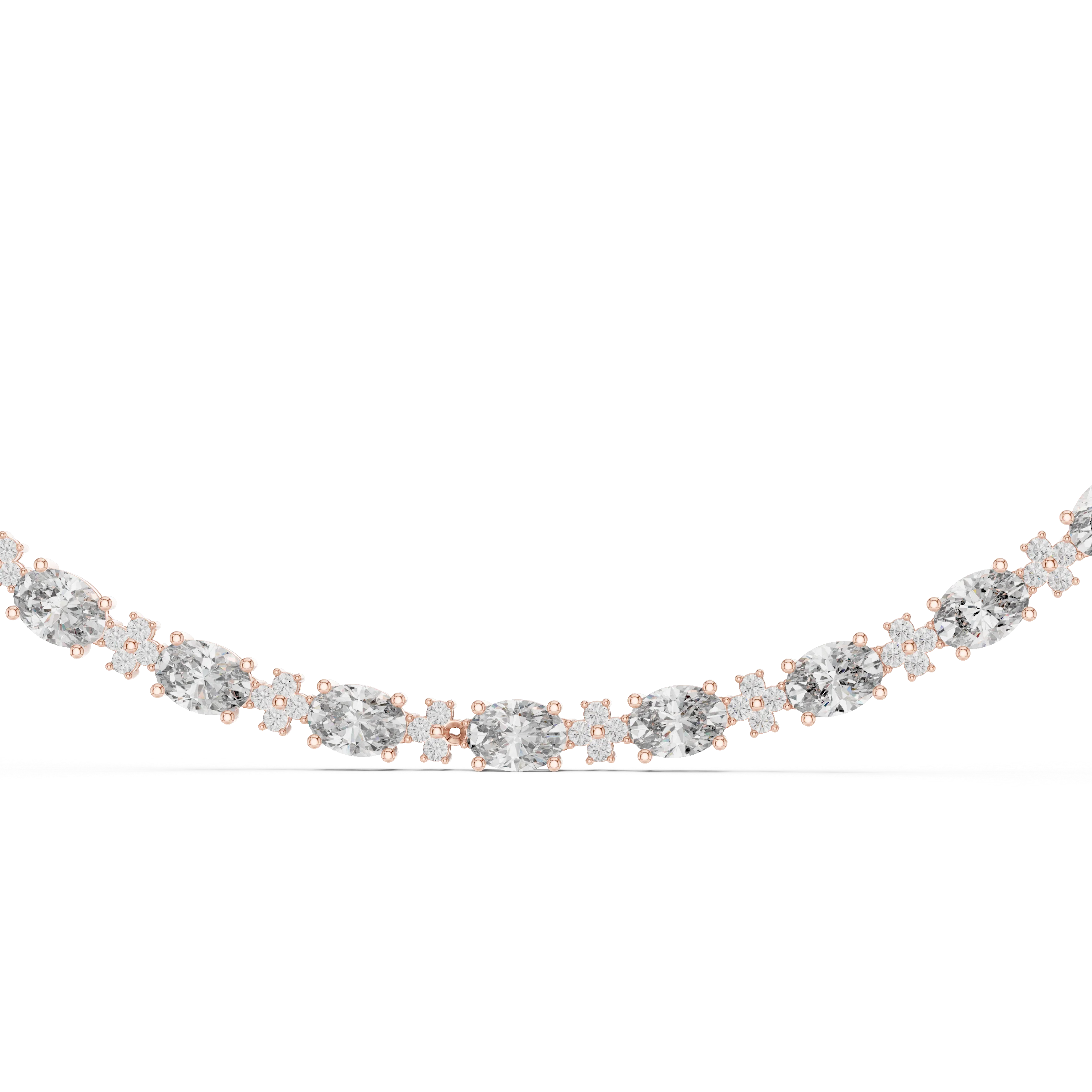 Oval Diamond Tennis Necklace