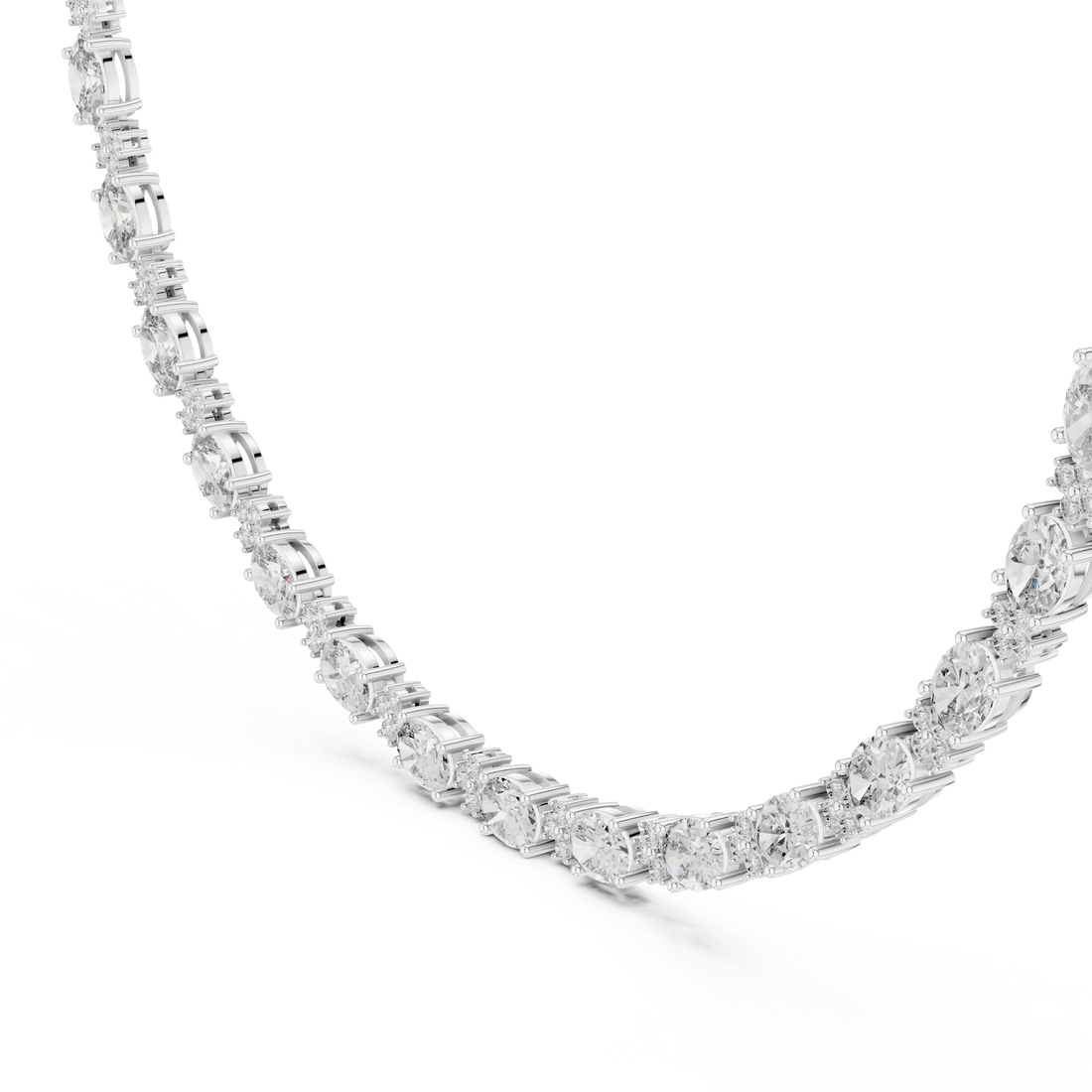 Oval Diamond Tennis Necklace