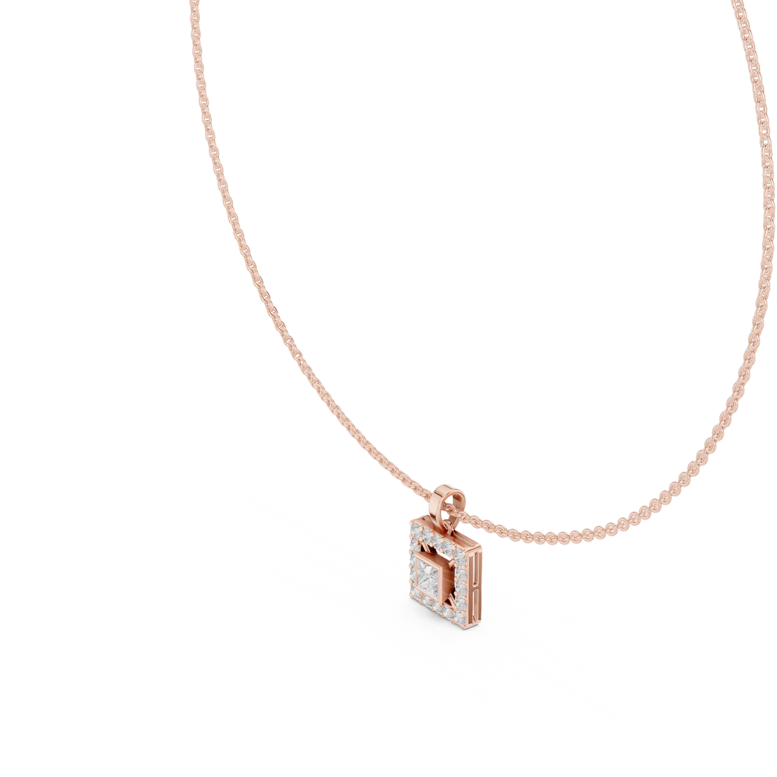 Regal Halo Princess Diamond Pendant