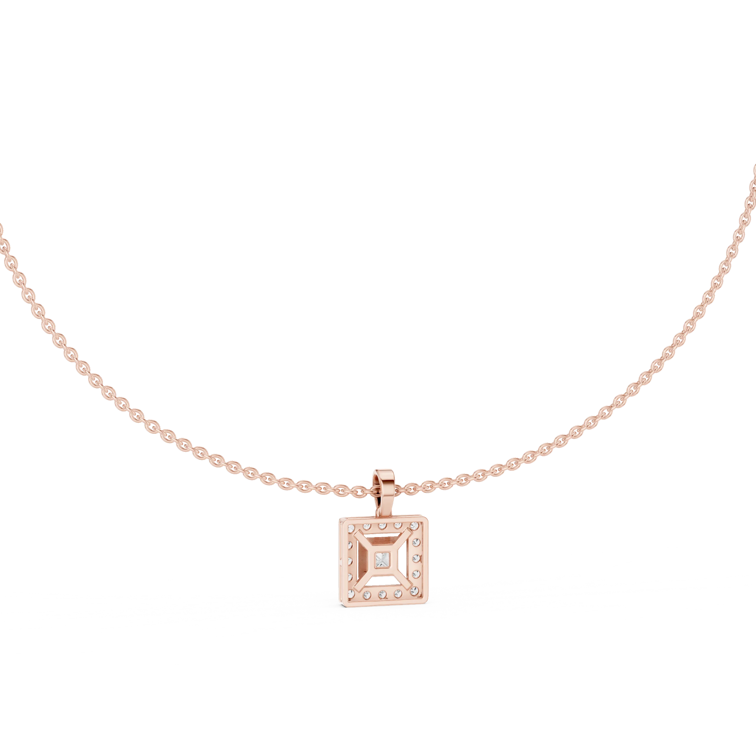 Regal Halo Princess Diamond Pendant