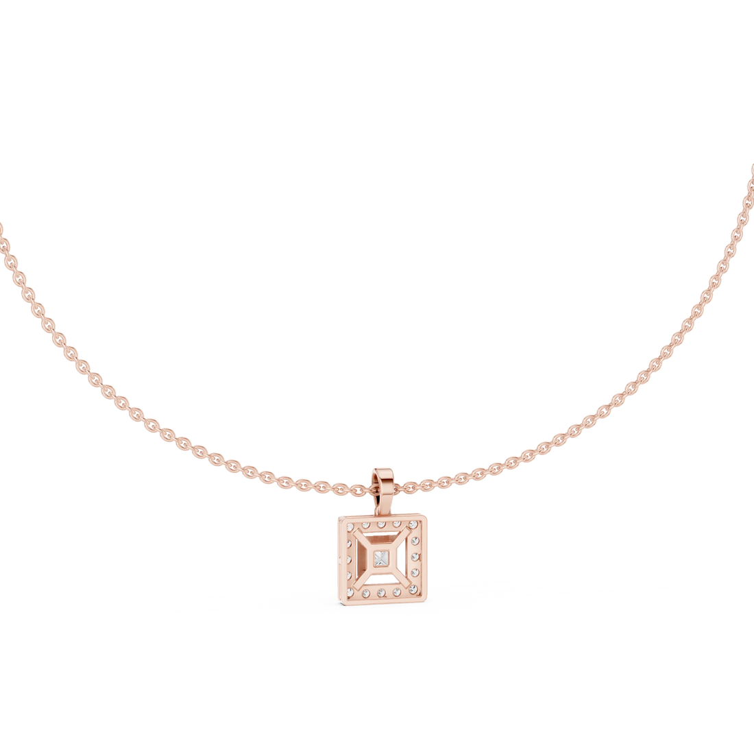 Regal Halo Princess Diamond Pendant