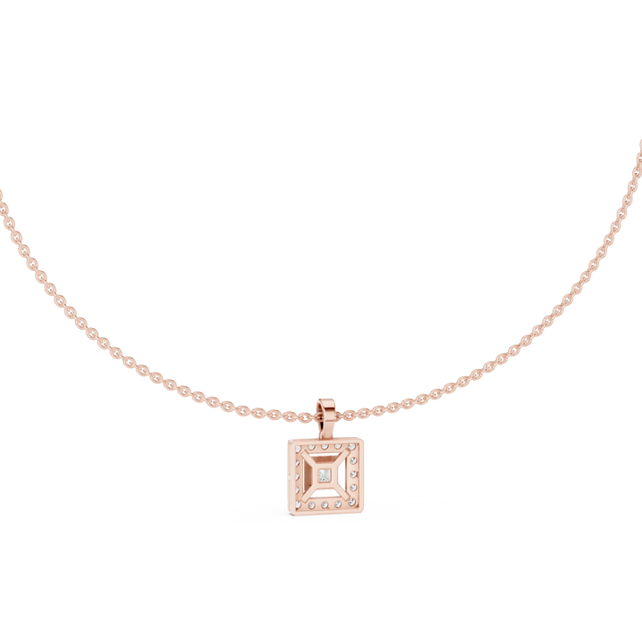 Regal Halo Princess Diamond Pendant