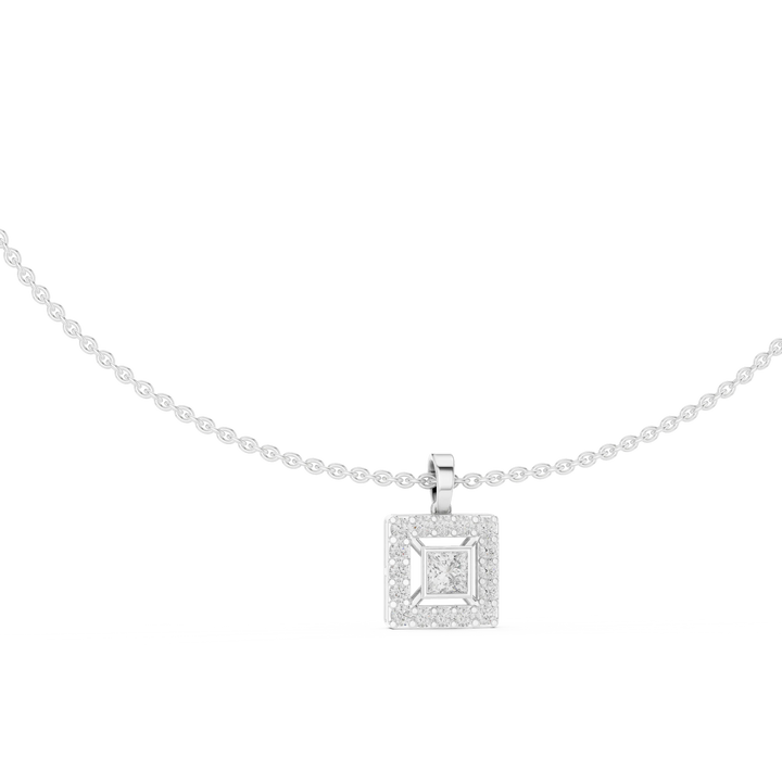 Regal Halo Princess Diamond Pendant