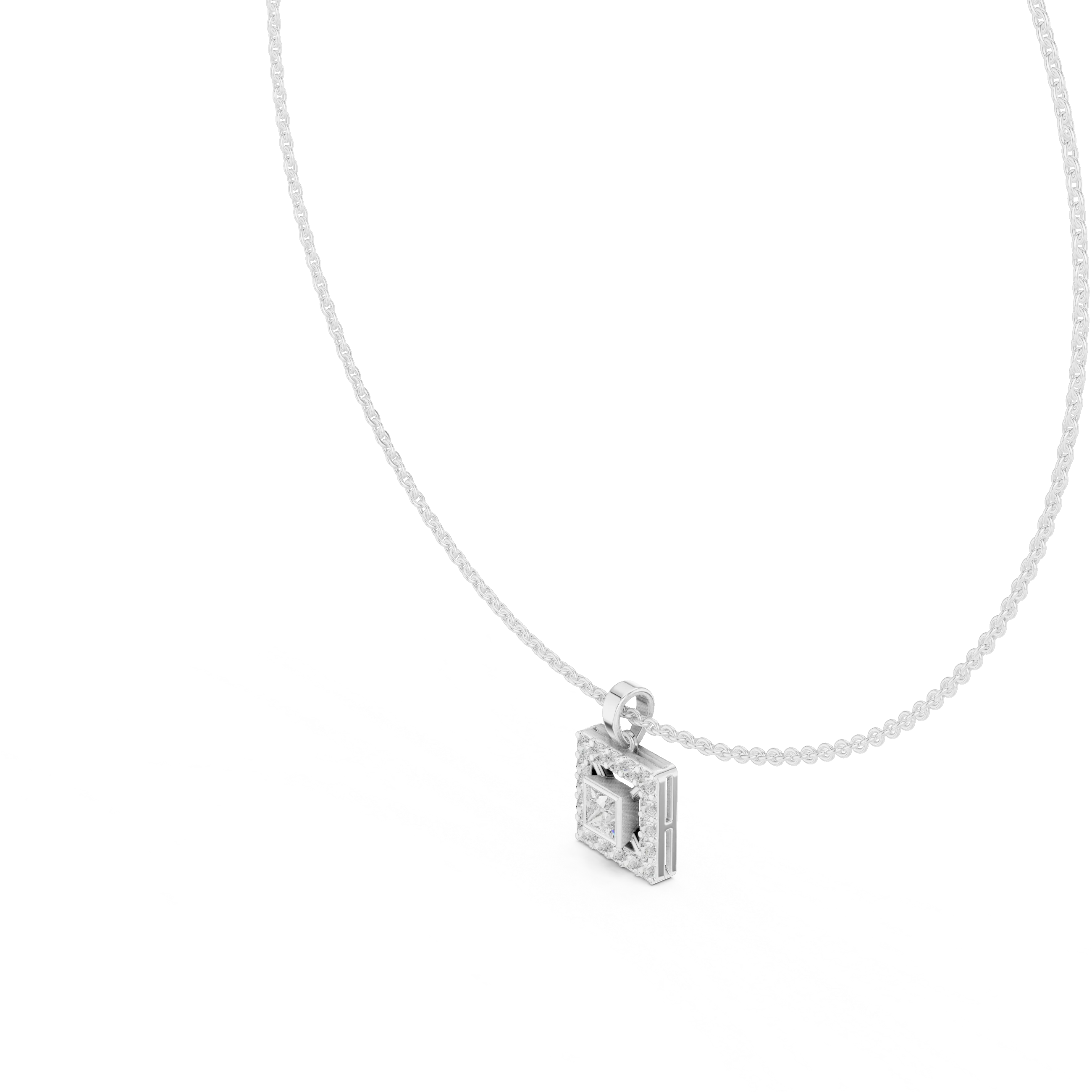 Regal Halo Princess Diamond Pendant