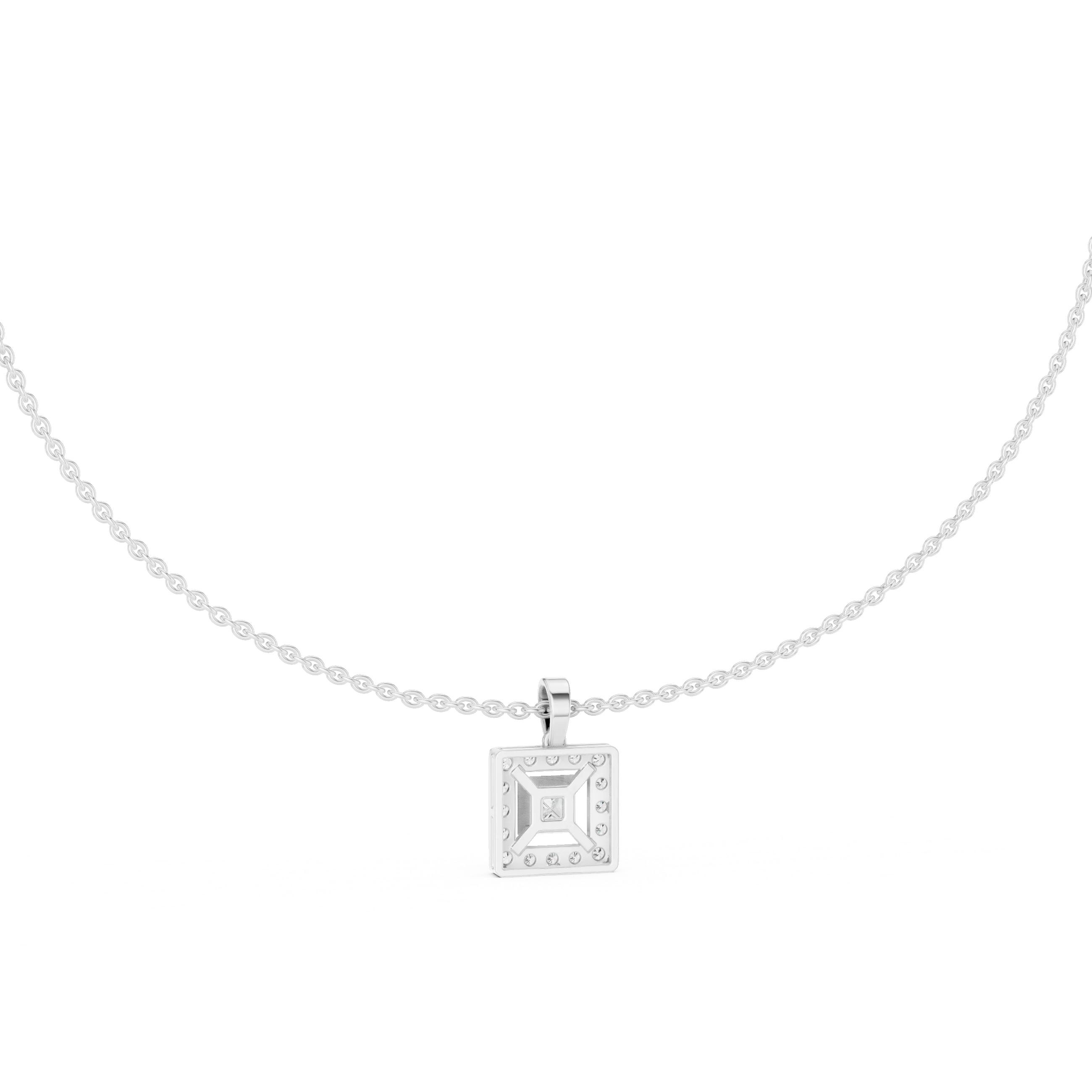 Regal Halo Princess Diamond Pendant