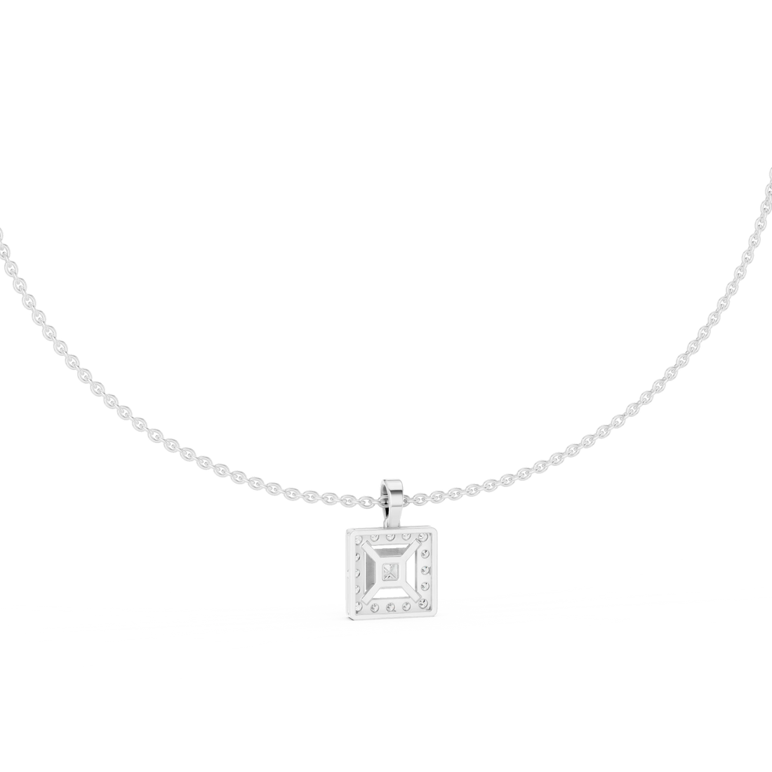 Regal Halo Princess Diamond Pendant
