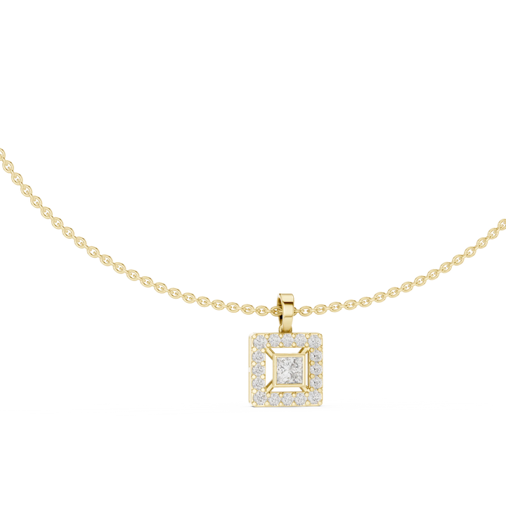 Regal Halo Princess Diamond Pendant