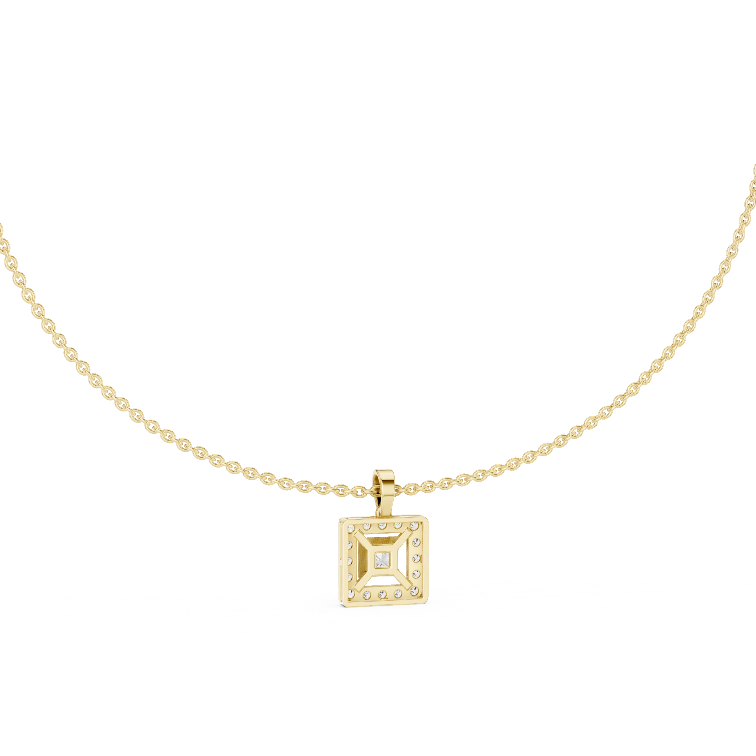 Regal Halo Princess Diamond Pendant