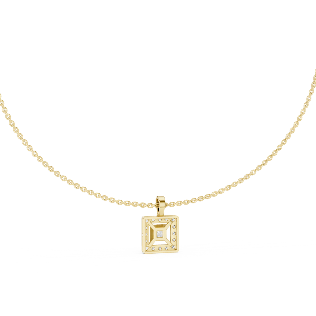 Regal Halo Princess Diamond Pendant