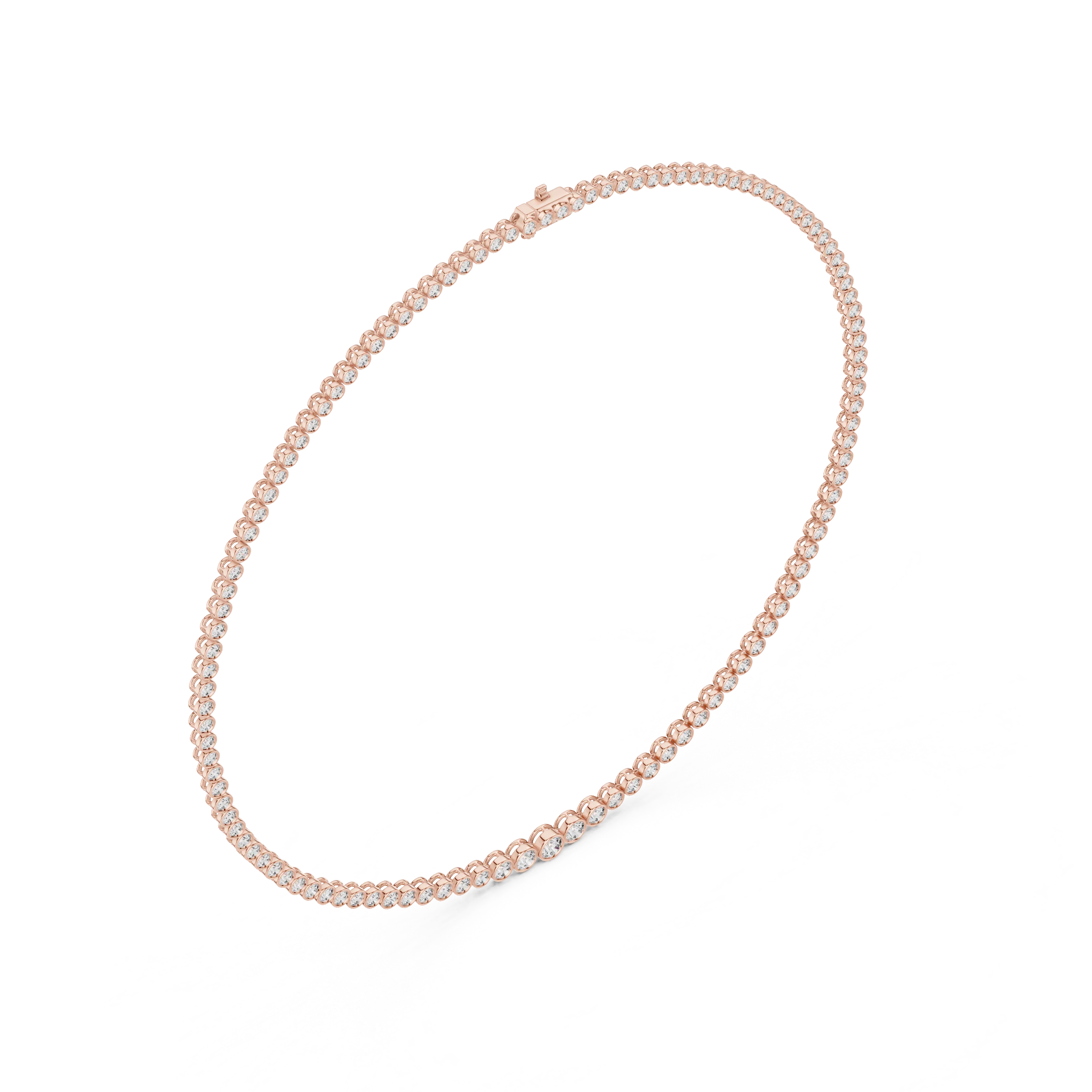 Round Diamond Bezel-Set Tennis Necklace