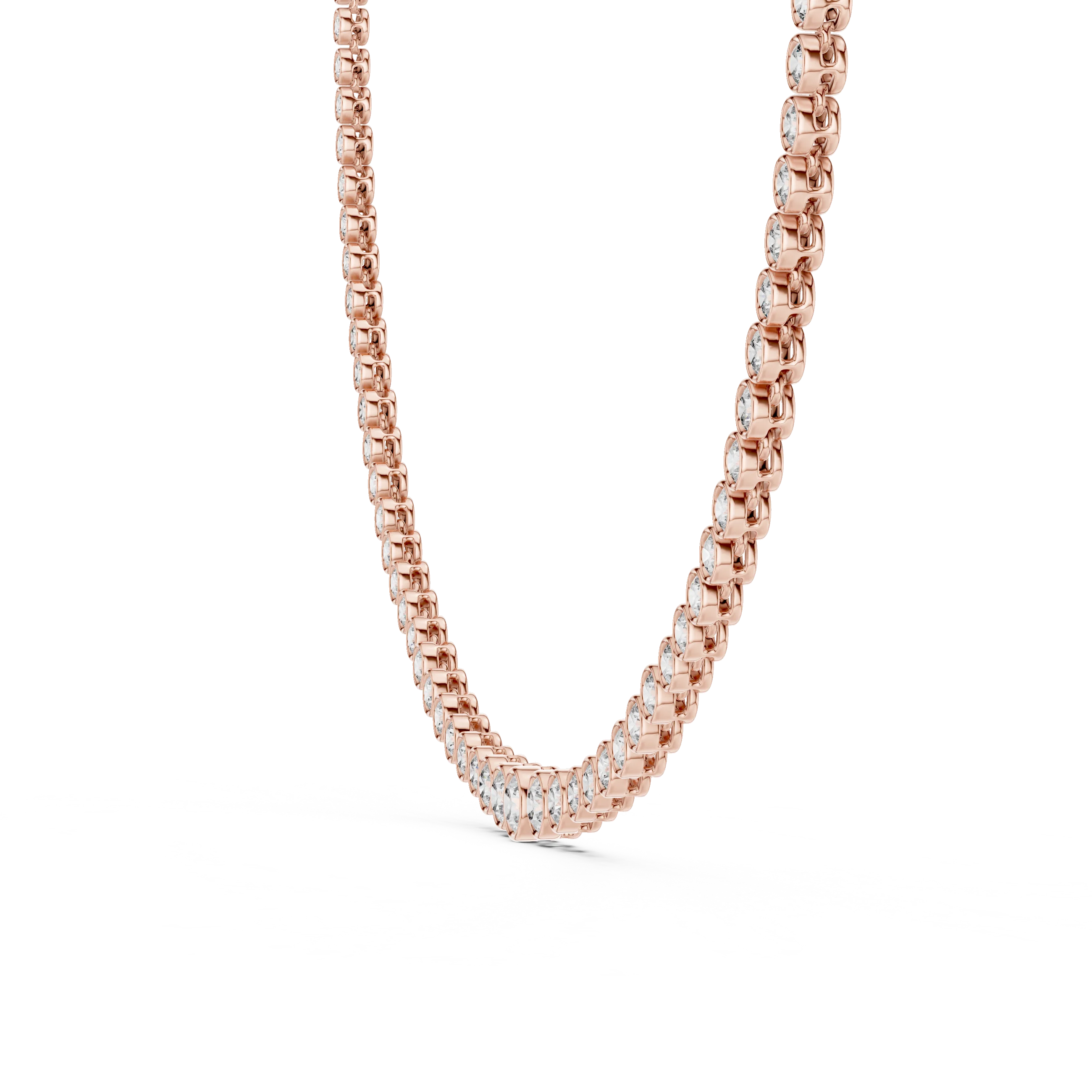 Round Diamond Bezel-Set Tennis Necklace
