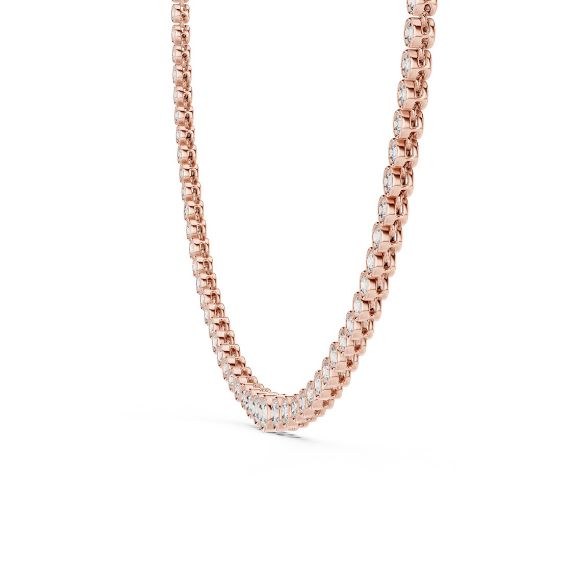 Round Diamond Bezel-Set Tennis Necklace