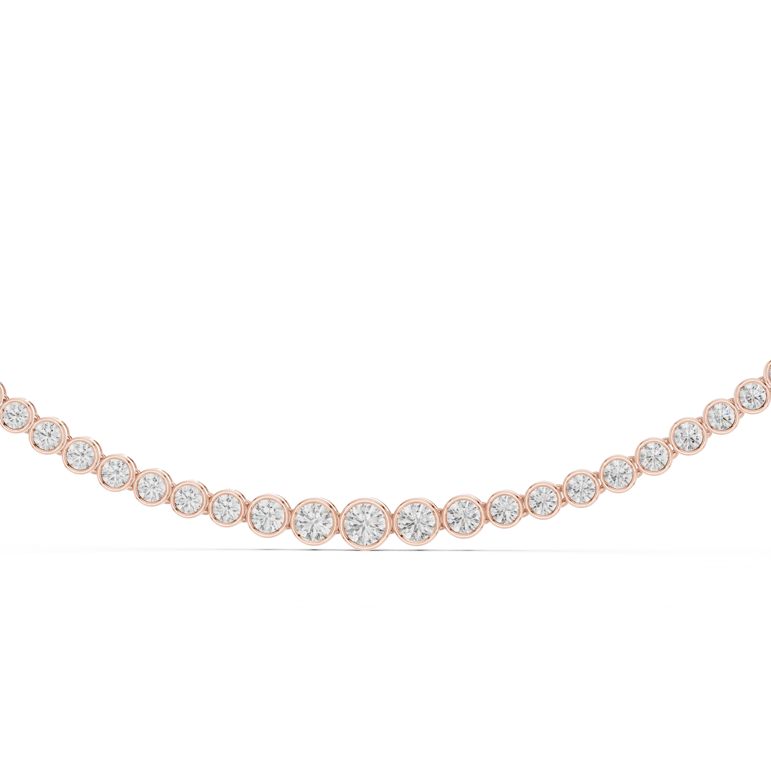 Round Diamond Bezel-Set Tennis Necklace