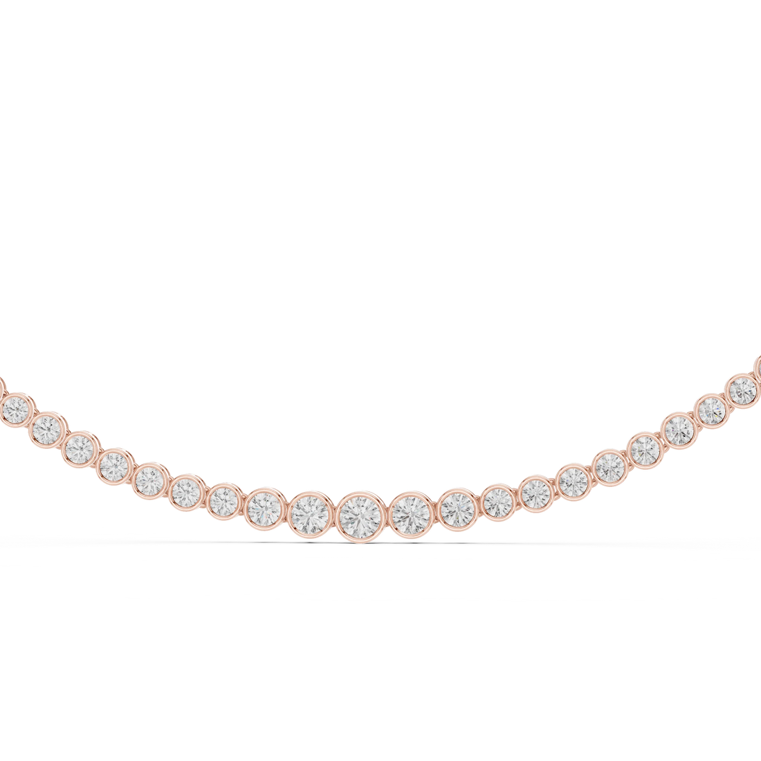 Round Diamond Bezel-Set Tennis Necklace