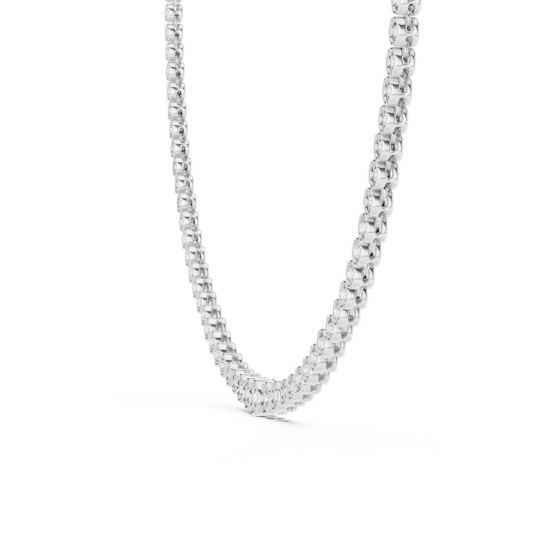 Round Diamond Bezel-Set Tennis Necklace